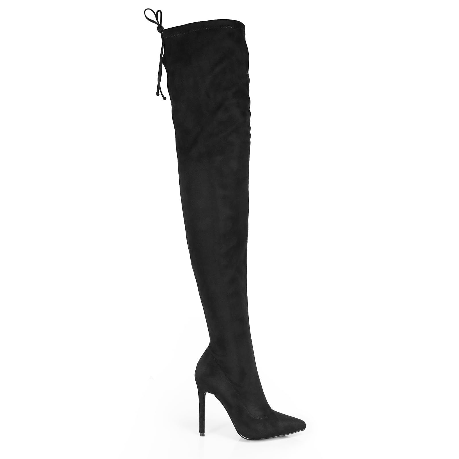 Liliana Women's Thigh High Boots with Inner Zip - Pointed Toe Stiletto Heel Knee High Fashion Boots for Party, Night Out & Winter Style (GISELE-50)