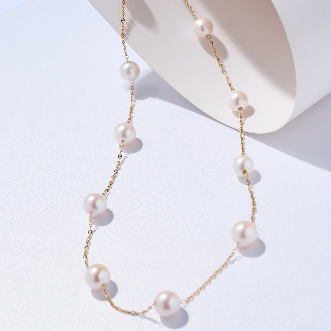 18K Solid Gold Freshwater Pearl Necklace for Women - Elegant & Timeless Jewelry Gift for Brides, Anniversary & Special Occasions