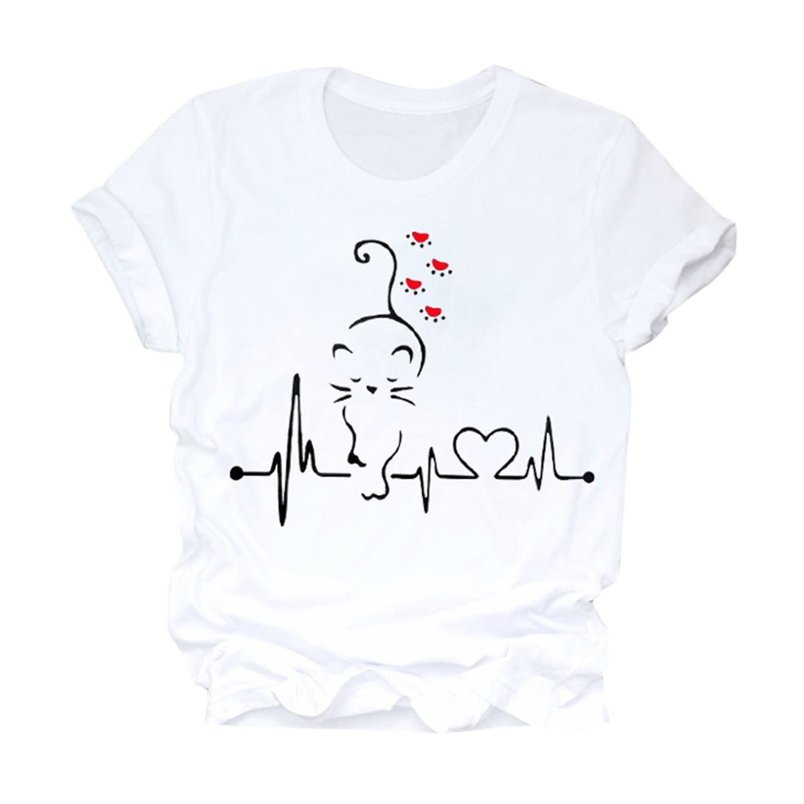 Women's Round Neck Short Sleeve T-Shirt - Printed Casual Basic Top for Women | Athletic & Everyday Wear | Gym, Running, Yoga & Street Style Outfits