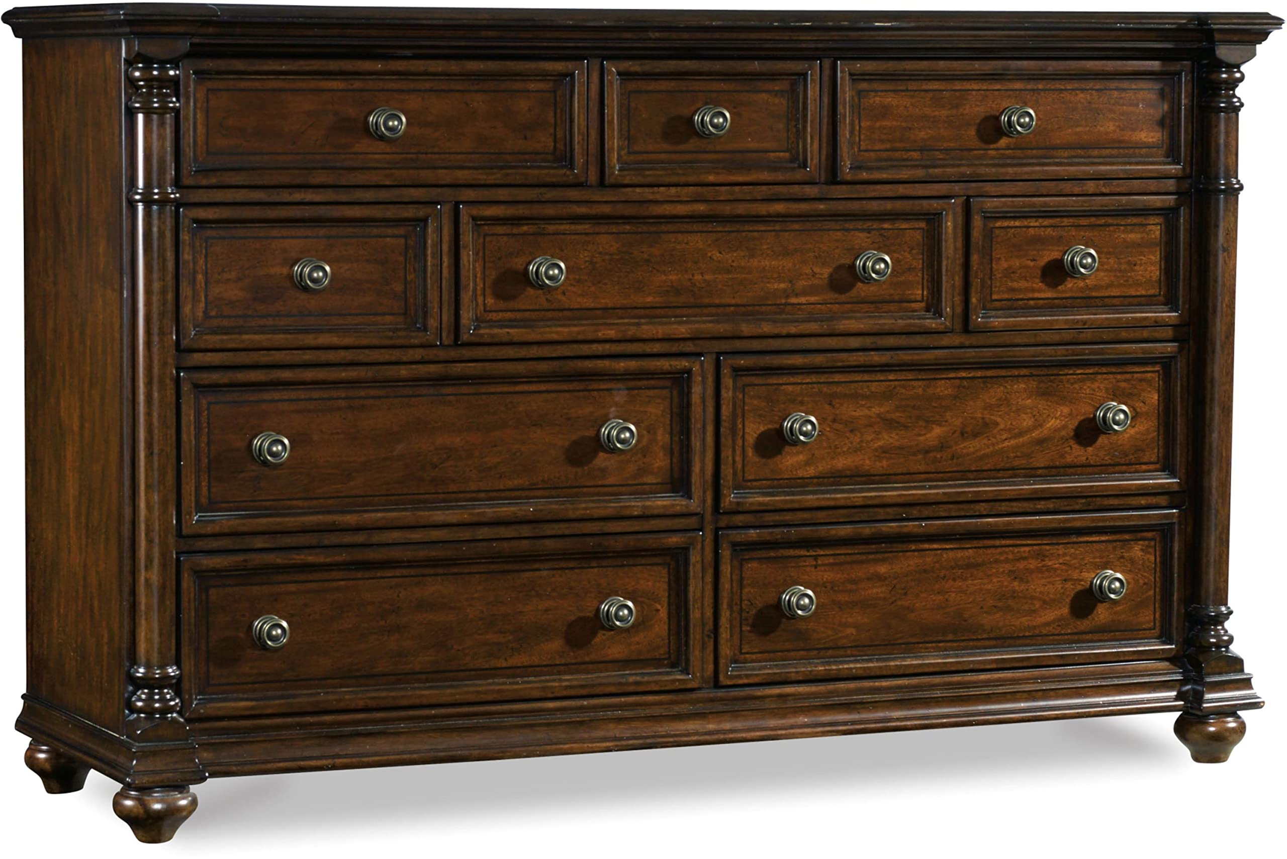 Hooker Furniture Leesburg 10-Drawer Mahogany Dresser - Solid Wood Bedroom Storage for Clothes & Accessories | Perfect for Master Bedroom, Guest Room & Dorm Organization