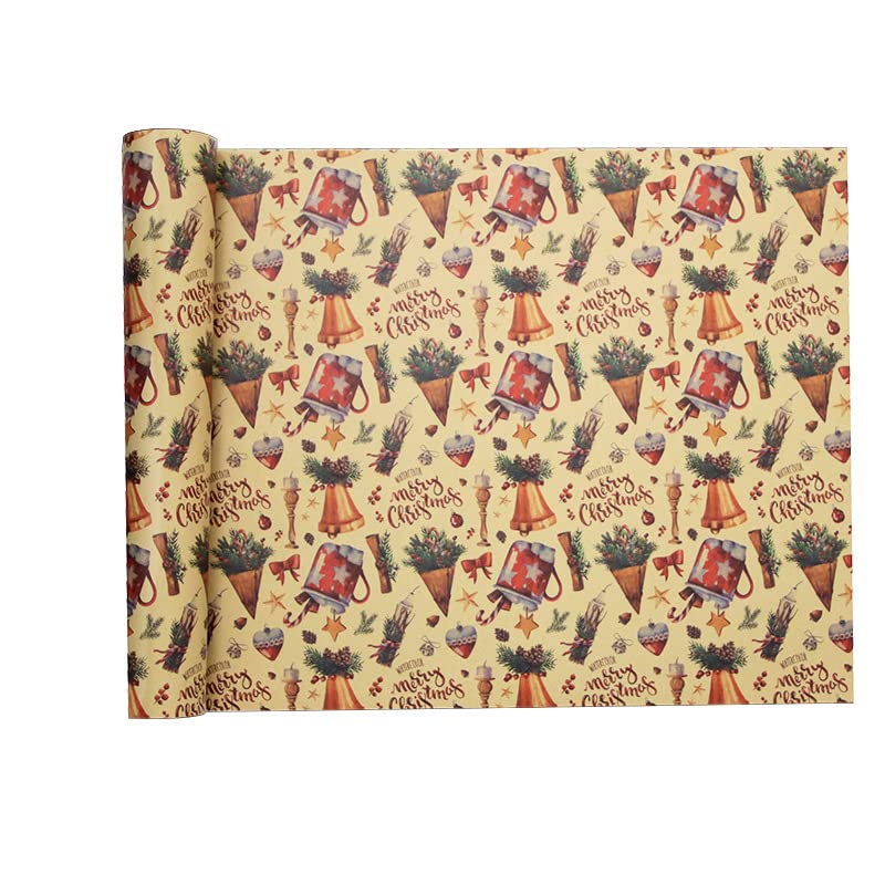 Vintage Christmas Kraft Wrapping Paper - 6 Sheets Holiday Gift Wrapping Paper Roll (19.68