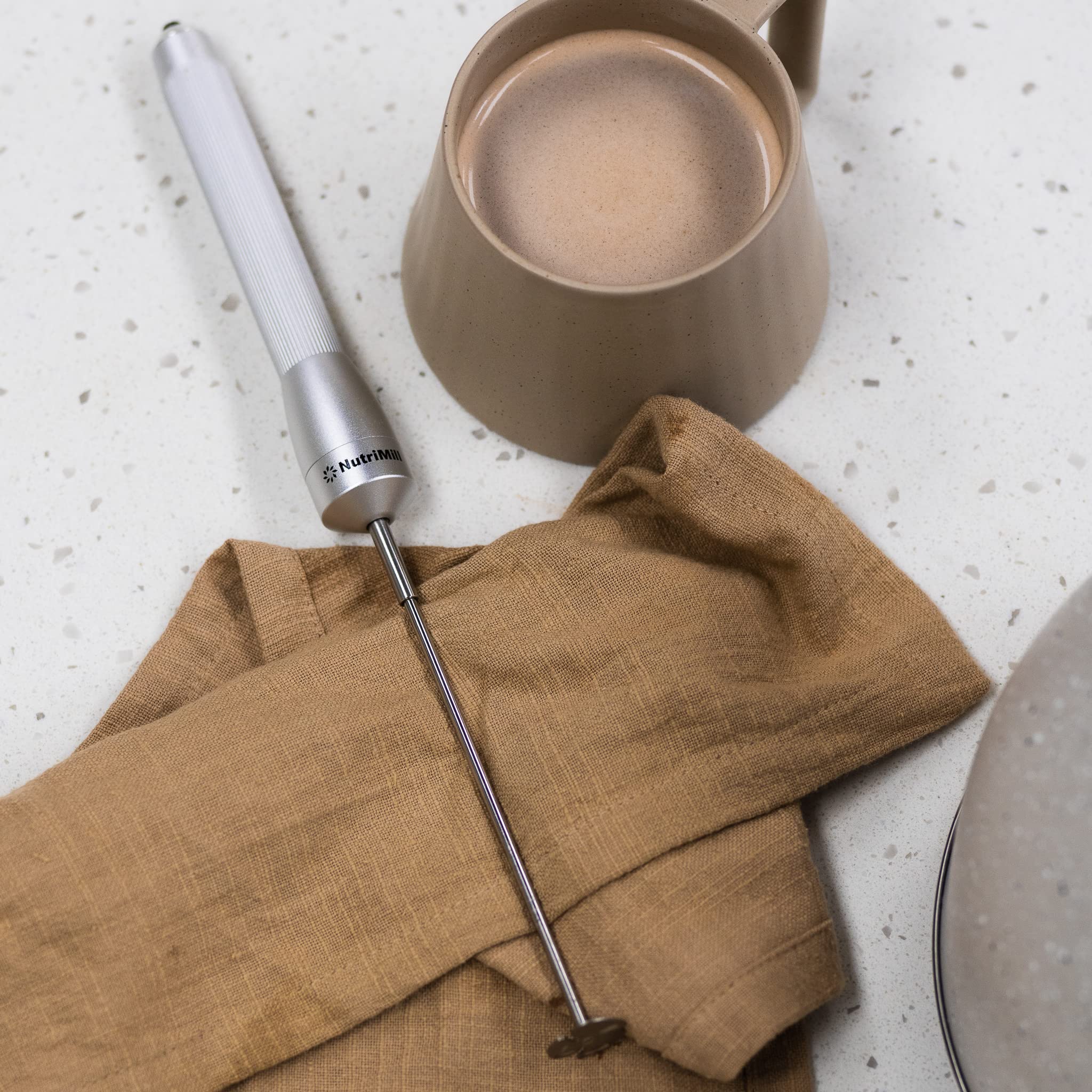 NutriMill Electric Milk Frother and Foamer with Powerful Propeller - Handheld Whisk for Coffee, Hot Chocolate, Matcha, and Smoothies - Perfect for Home, Office, and Cafe Use