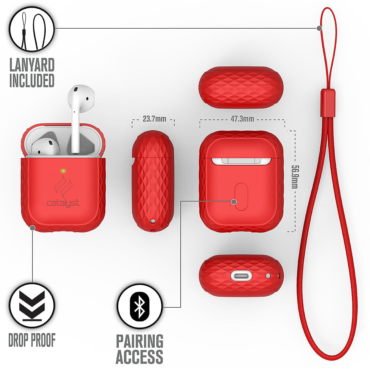 AirPods 1st & 2nd Generation Protective Case with Adjustable Lanyard - Lightweight Cover for Apple AirPods (2016-2019 Models) - Perfect for Gym, Running, Travel & Everyday Use