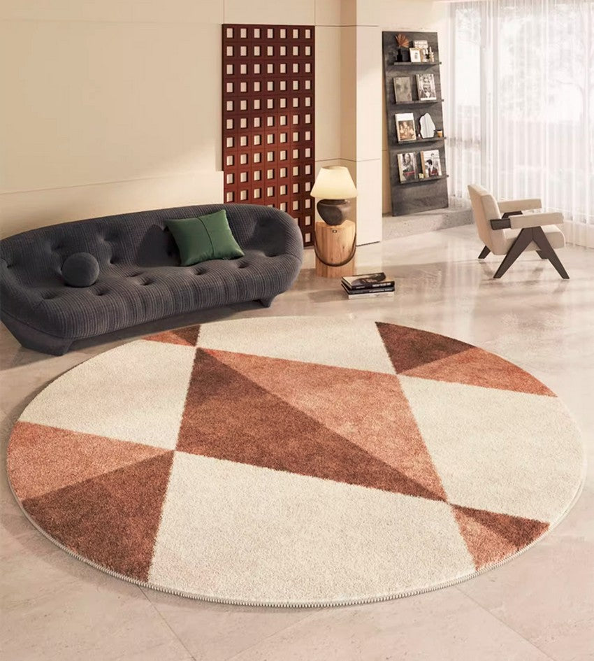 Modern Large Round Area Rugs - Contemporary Geometric Design for Bedroom, Living Room & Dining Room - Thick Non-Slip Rug Under Coffee Table - Perfect for Home Decor, Office & Dorm Room