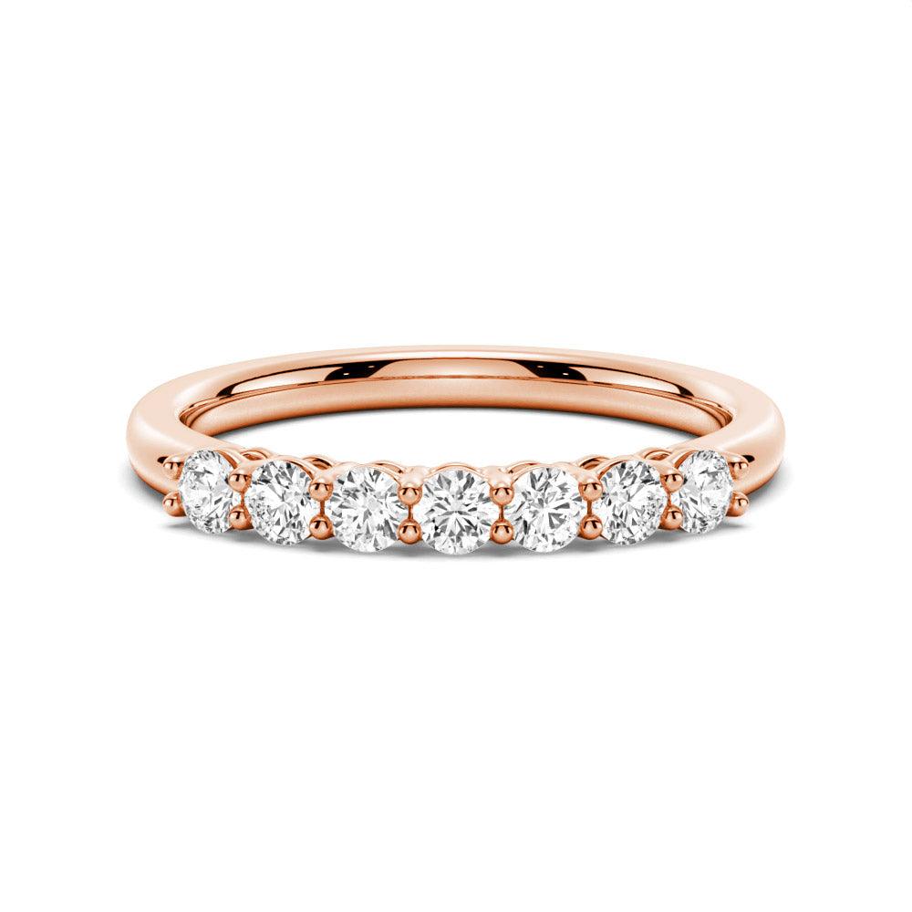 2.5mm 7 Stone French Pave Moissanite Wedding Band for Women - Durable & Sparkling Engagement Ring, Anniversary Gift, Bridal Jewelry - Perfect for Weddings, Proposals & Special Occasions