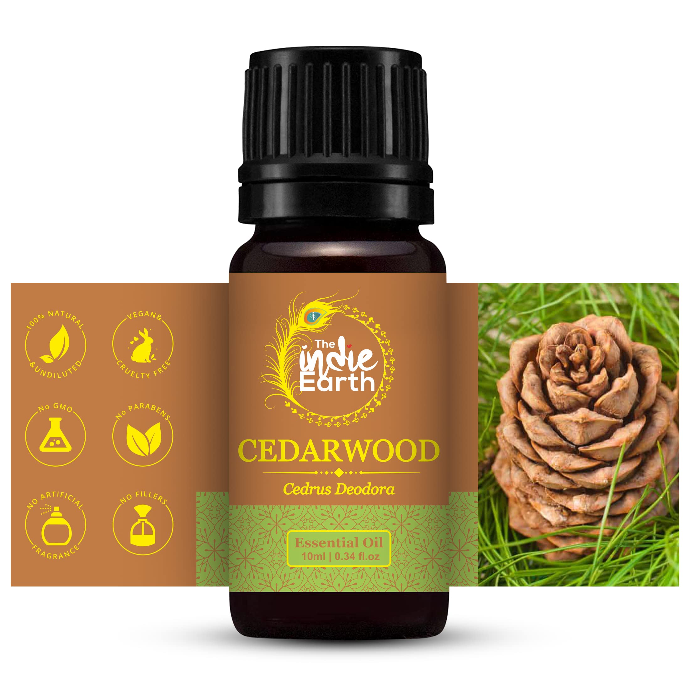 Pure Himalayan Cedarwood Essential Oil - 100% Natural for Hair Growth, Skin Care & Aromatherapy - 10ml - Promotes Relaxation & Mind-Body Balance - Perfect for Diffusers, Massage & DIY Beauty Products