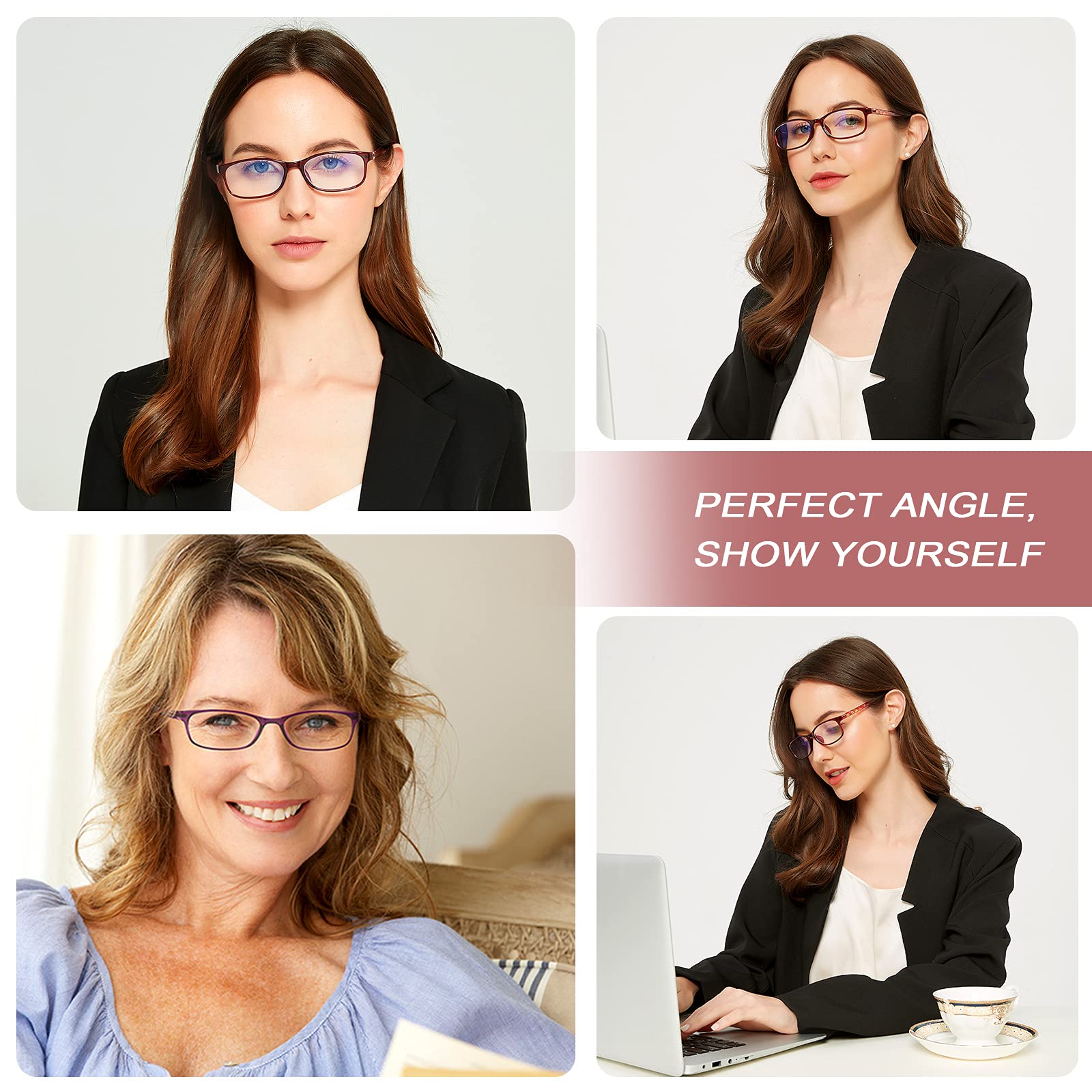 Blue Light Blocking Reading Glasses for Women - Stylish Computer Glasses with Pattern Design (Set of 2, Purple/Red, +1.5 Magnification) - Perfect for Office Work, Screen Time & Digital Eye Strain Relief