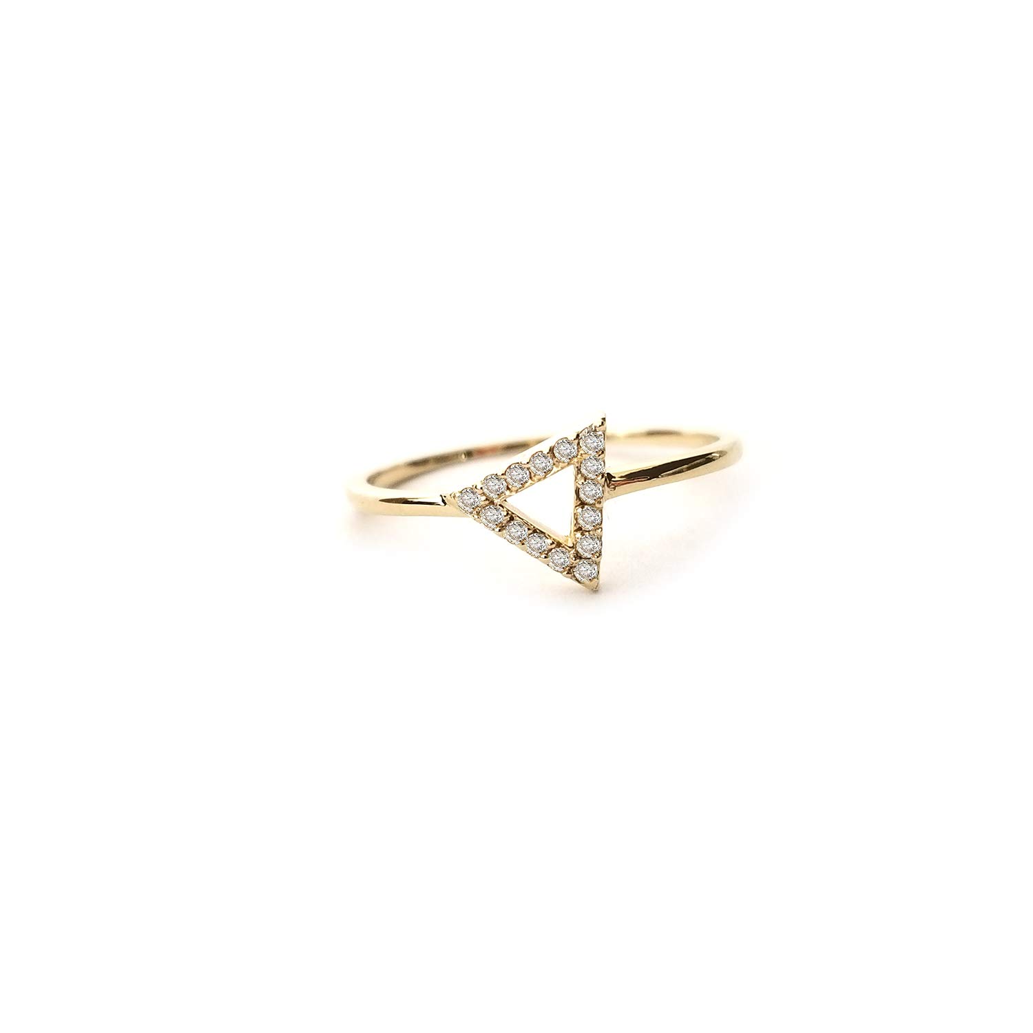 14K Gold Triangle Diamond Ring for Women - Elegant Geometric Wedding Band, Anniversary Gift, or Everyday Jewelry for Special Occasions