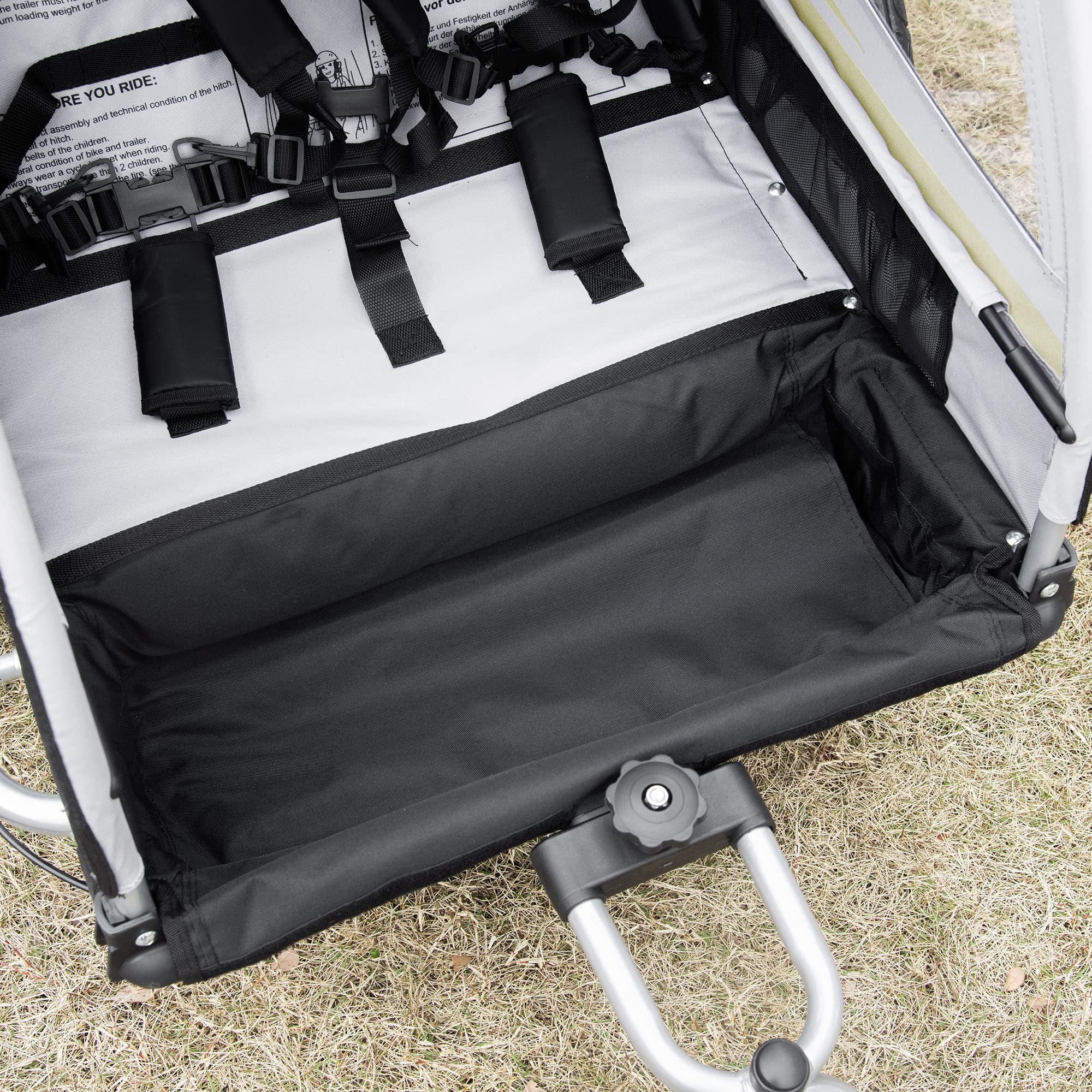 **Aosom 2-in-1 Double Baby Jogging Stroller & Bike Trailer for Kids & Toddlers – Handbrake, 5-Point Harness, Waterproof Cover, Storage Bag, Safety Flag & Reflectors – Perfect for Outdoor Adventures, Running & Biking**