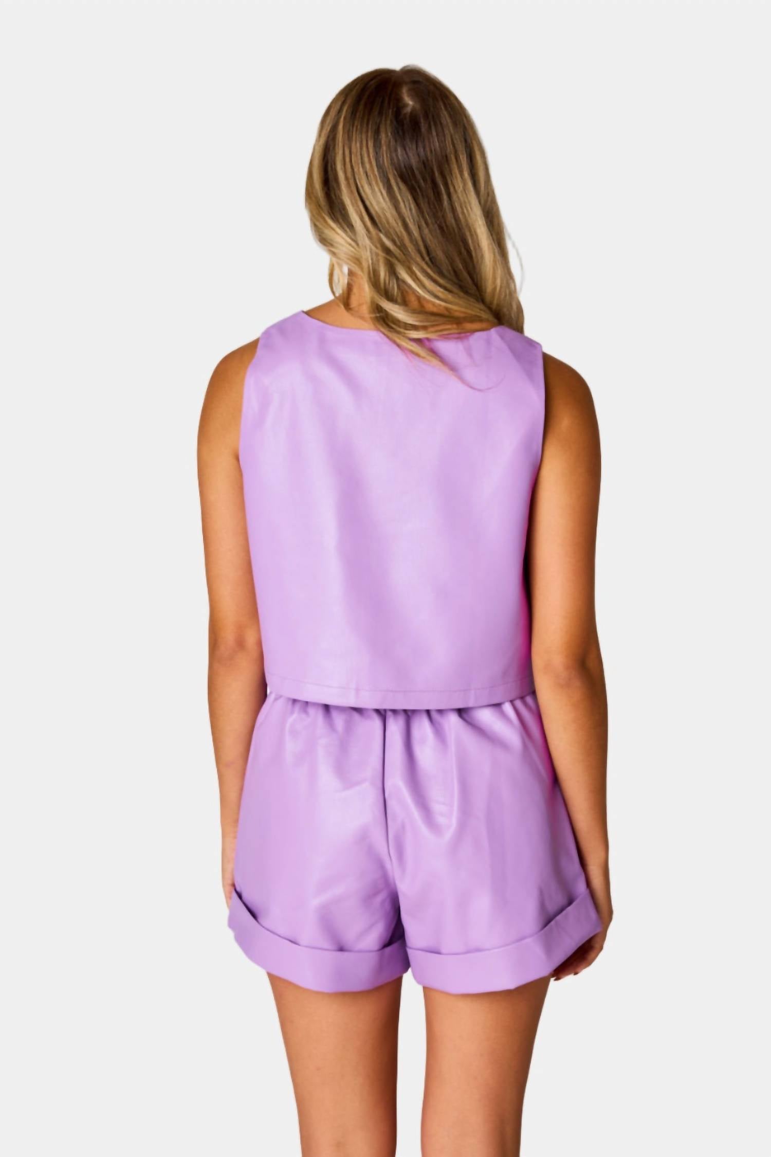 Game Day Purple Faux Leather Crop Top - Trendy Women's Fashion Top for Parties, Concerts & Night Out