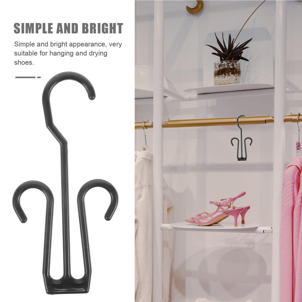 Cabilock 80Pcs Shoe Hanger Hooks - Heavy Duty Shoe Display Hooks for Closet Organizing, Space Saving Shoe Drying Rack Storage with Double Hooks - Perfect for Home, Retail Store & Shoe Organization Accessories