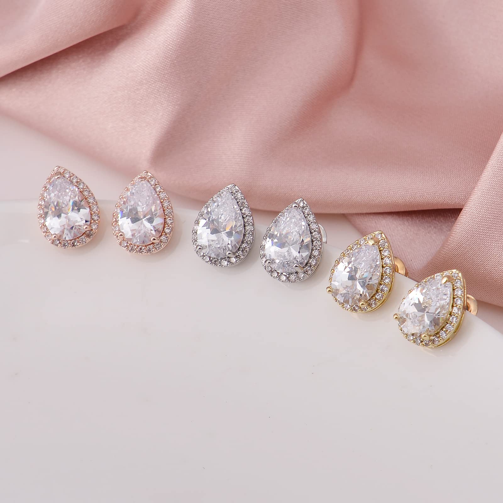 DHQH 6-Piece Bridesmaid Proposal Gift Set - Elegant Teardrop Necklace & Earrings Jewelry for Weddings, Bridal Showers & Special Occasions | Perfect for Bridesmaids, Maid of Honor & Wedding Party
