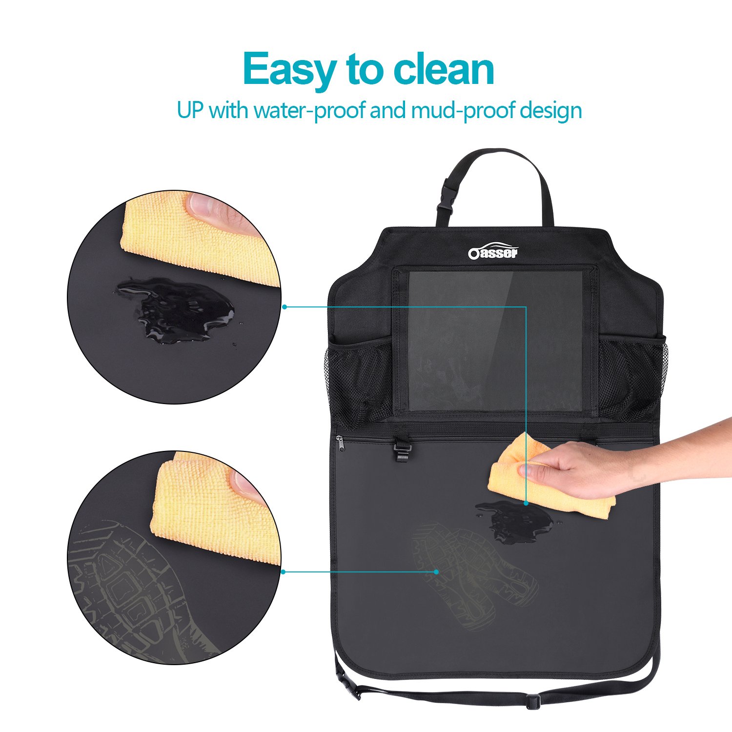 Oasser 2 Pack Kick Mats Car Backseat Protector with 12.9