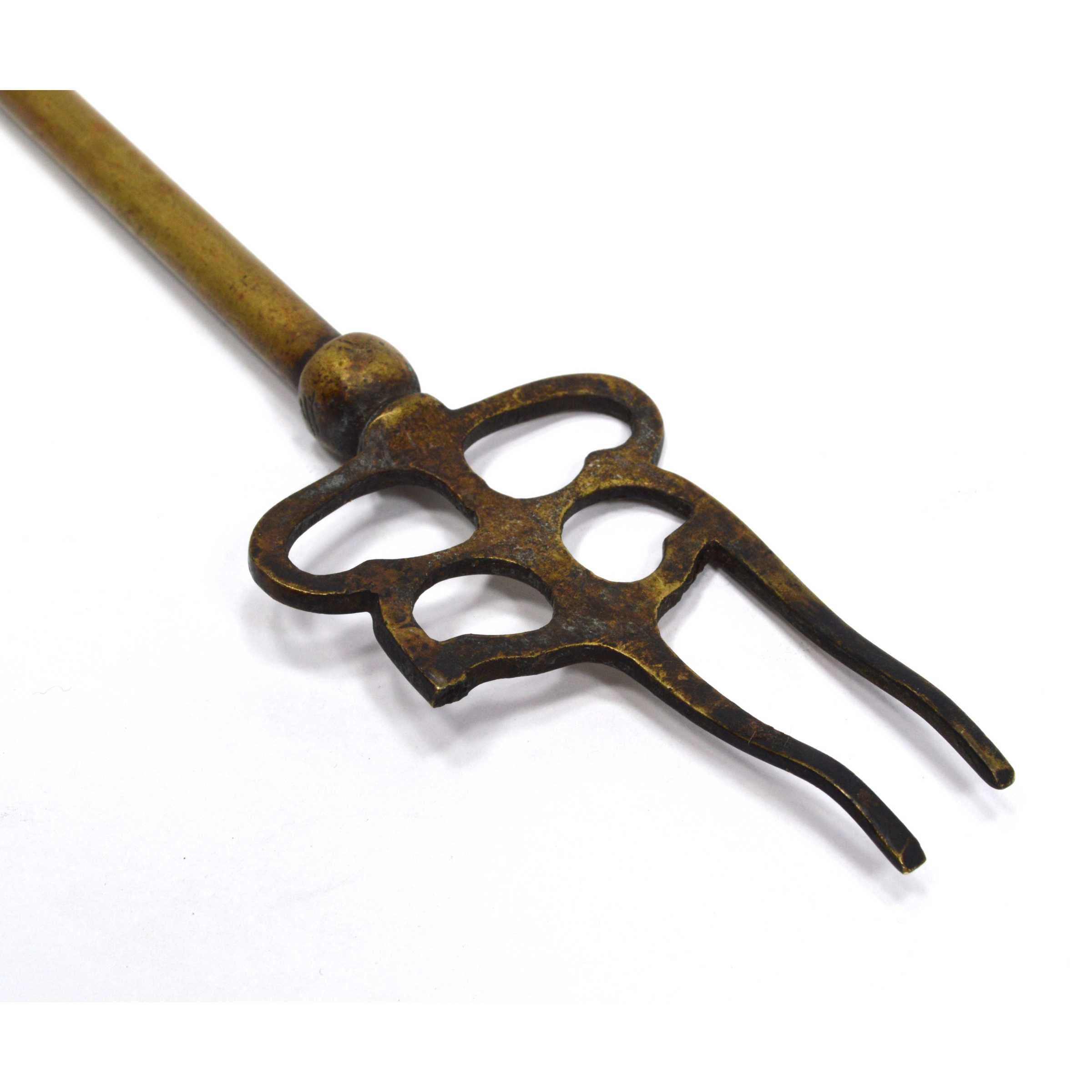 Antique Brass Fireplace Poker with Lion Head Motif - Heavy Duty Fireplace Tool Set for Wood Stove, Fire Pit & Hearth - Perfect for Home Decor & Fireplace Accessories