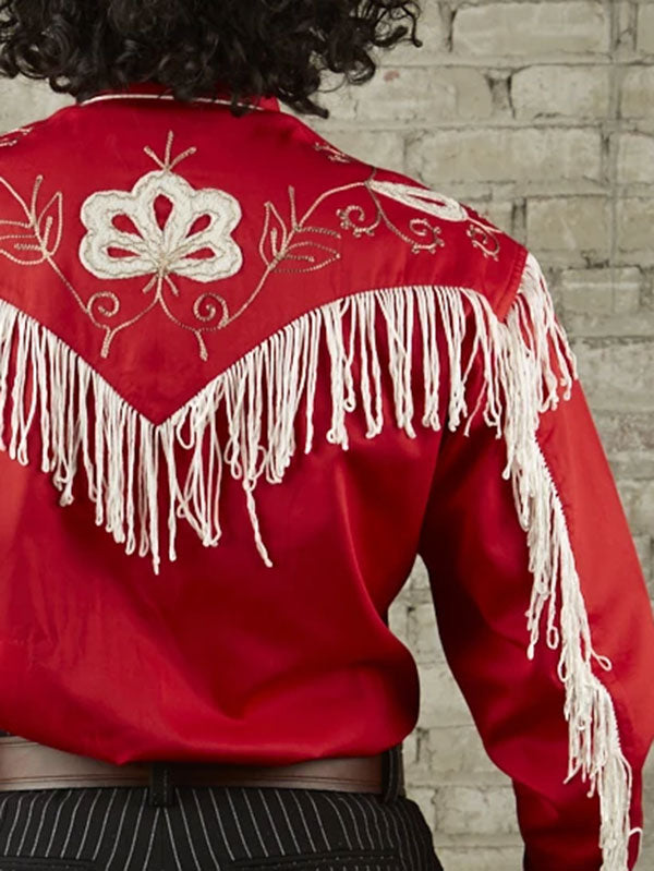 Rockmount 6723 Red Men's Vintage Fringe Embroidered Western Shirt - Classic Cowboy Style for Rodeo, Country Music Festivals & Western Fashion