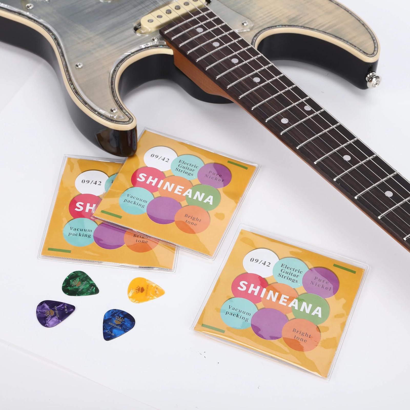 Electric Guitar Strings 3-Pack Bundle - Nickel Plated High Carbon Steel 6-String Set (9/42) for Bright Tone & Comfortable Feel | Long Lasting Performance | Perfect for Rock, Blues & Studio Recording