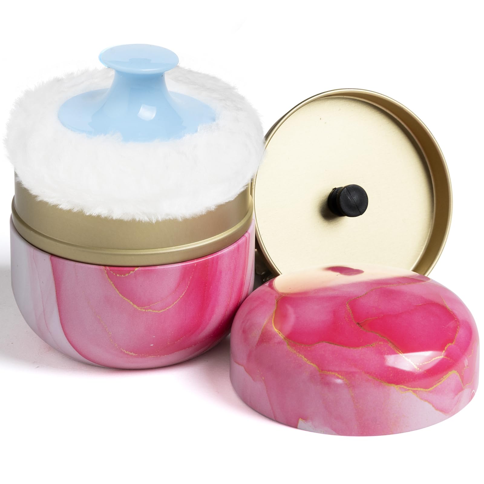 Premium Powder Puff & Loose Powder Container Set for Women & Baby - Travel-Friendly Body Dusting Powder Case with Soft Puff (Glacier Pink) | Perfect for Makeup Touch-Ups, Baby Care & On-the-Go Use