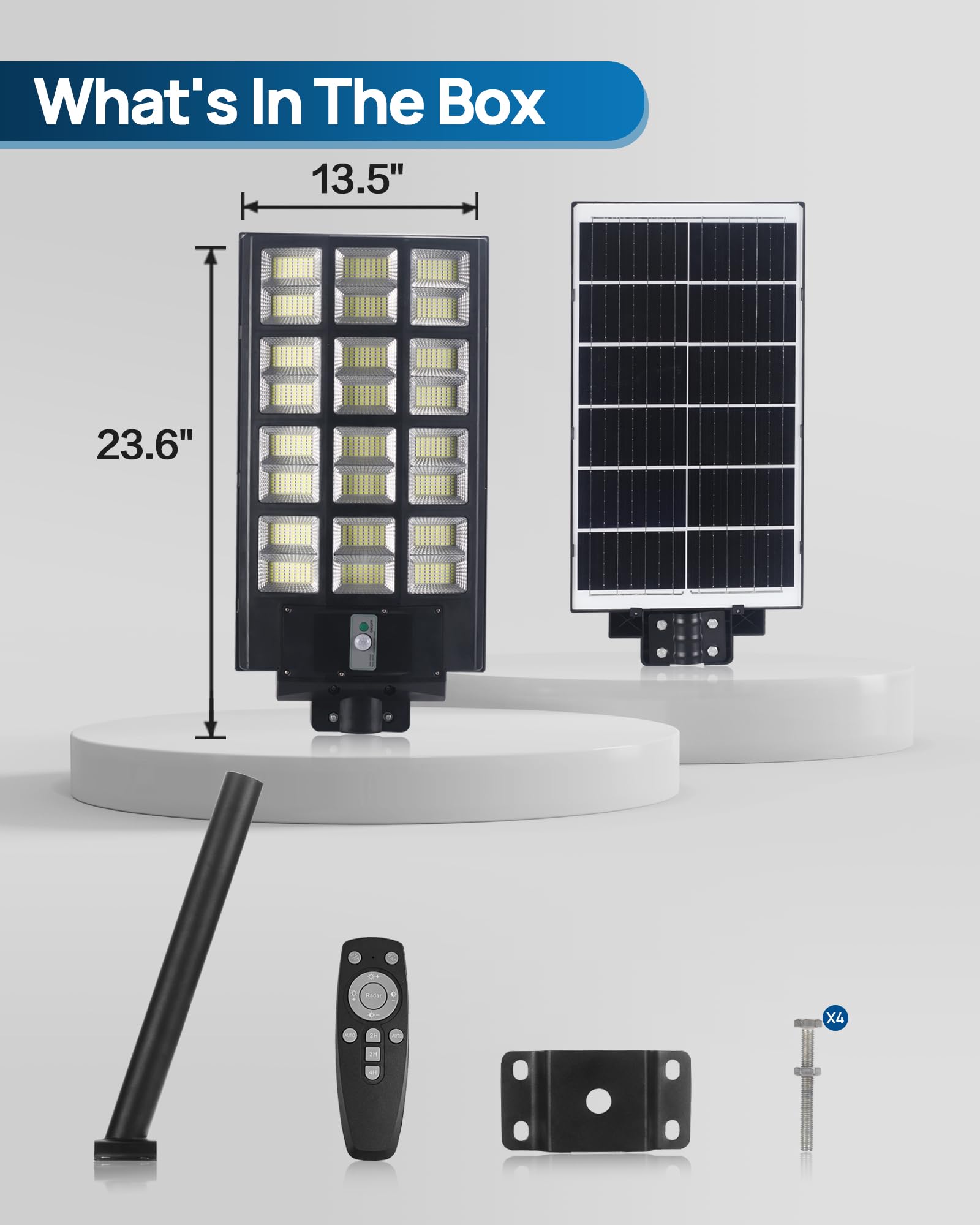 6000W Solar Street Lights Outdoor - Waterproof Motion Sensor LED Flood Light for Parking Lots, Driveways, Gardens & Pathways (Solar Powered, Energy Efficient)