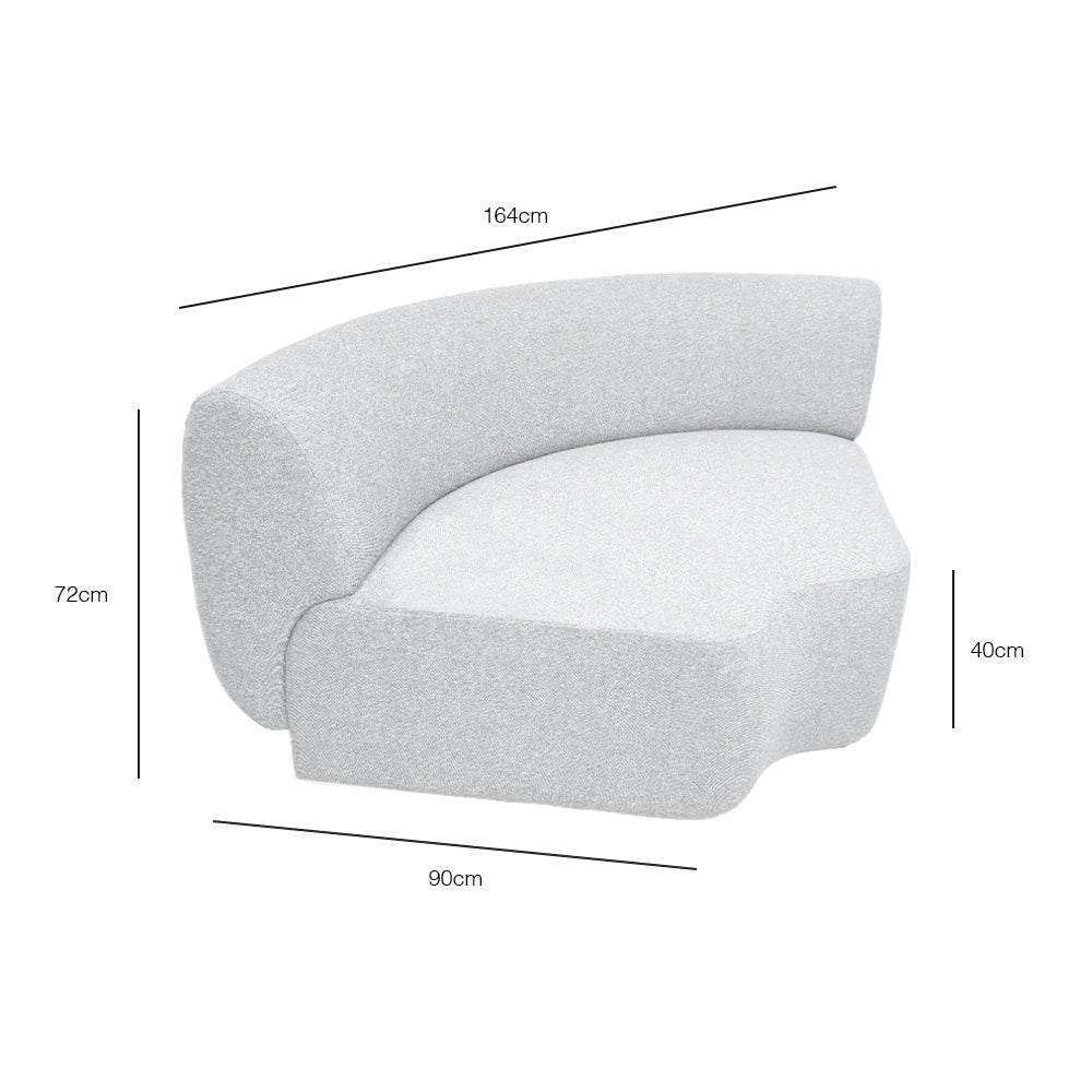 Pebble Curve Corner Sectional Chair with EcoClean Fabric - Modern L-Shaped Sofa for Living Room, Lounge, and Office - Durable & Stylish Home Furniture