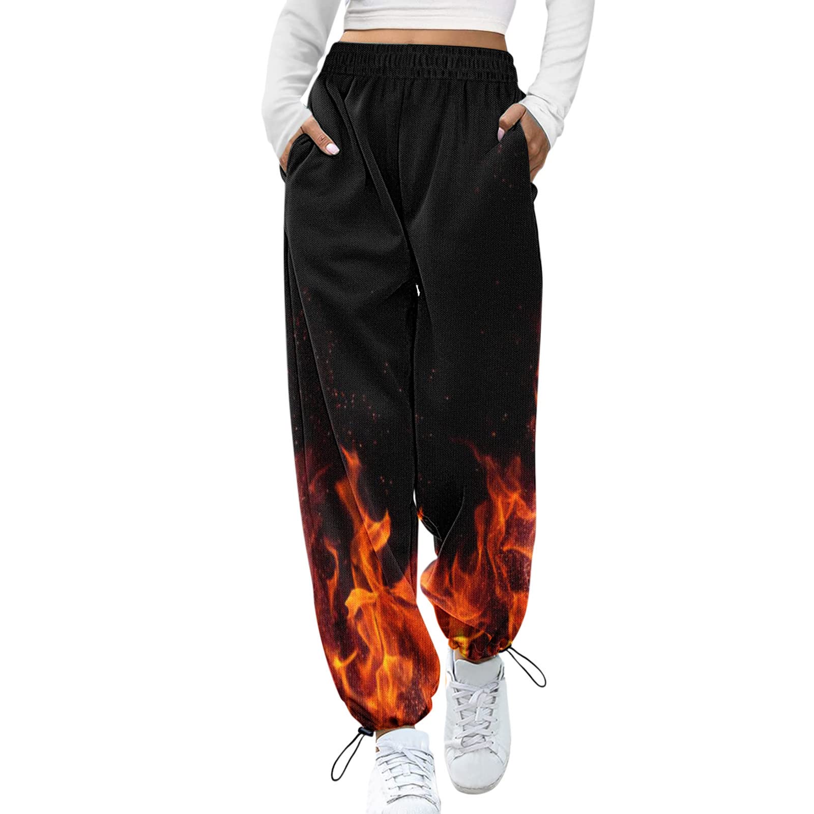Women's High Waist Sweatpants - Loose Fit Lounge Pants with Pockets, Elastic Cuff Joggers for Yoga, Gym, Running & Casual Wear | Comfortable Athletic Workout Pants for Women