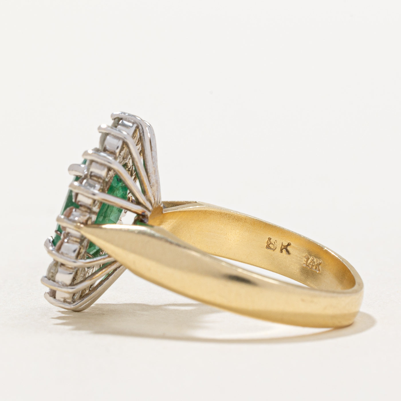 Emerald and Diamond Halo Cocktail Ring - 1.58ct Emerald & 0.61ctw Diamonds - Size 6.5 - Elegant Statement Jewelry for Evening Parties, Weddings & Special Occasions