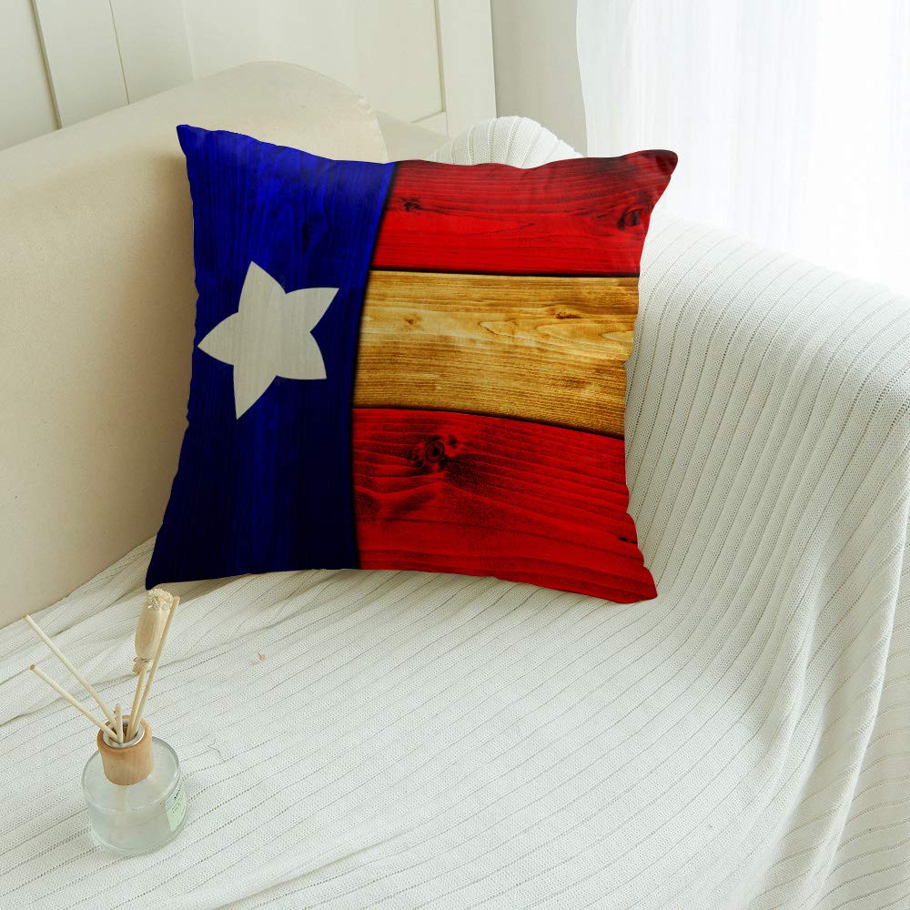 COLORSUM 20x20 Inch Square Pillow Covers - Ultra Soft Polyester Decorative Throw Pillow Cases for Sofa, Bed & Couch - Vintage Western Texas Star Design for Independence Day & Home Decor