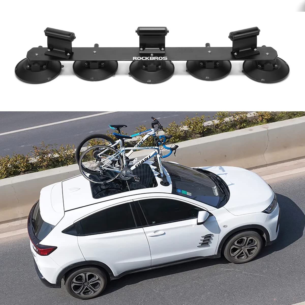ONLU 3-Bike Suction Cup Bike Rack for Car Roof - Quick Release Aluminum Alloy Bike Carrier with Strong Suction Cups - Perfect for Road Trips, Cycling Adventures & Family Outings