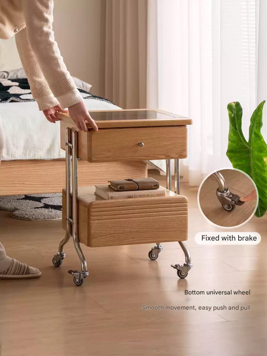 Solid Oak Wood Modern Nightstand with Removable Shelf - Perfect for Bedroom, Living Room, and Home Office Storage
