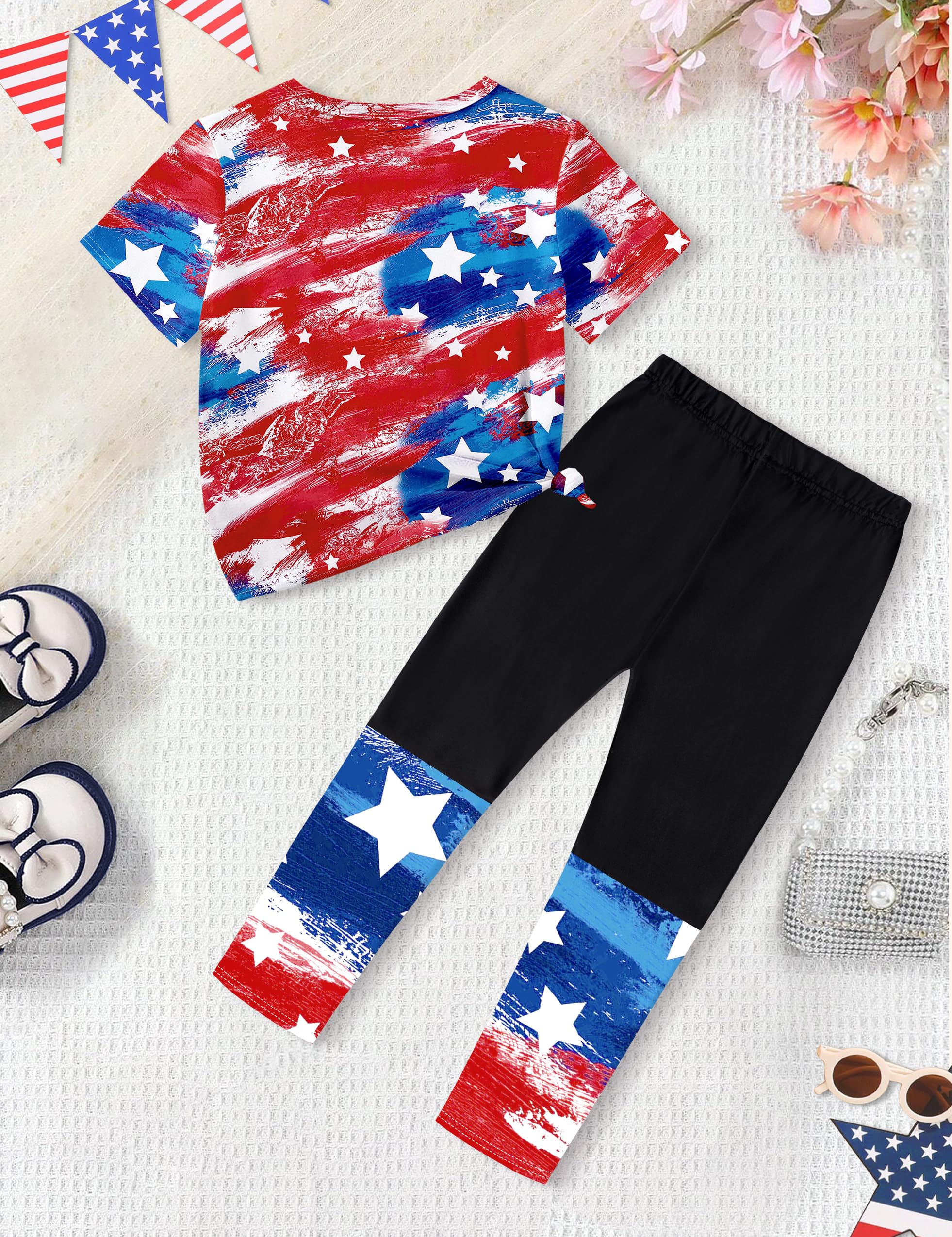 **DONWEN Girls Tie Dye 2-Piece Sweatsuit Set - Short Sleeve Graphic Top & Long Pants - Summer Outfits for Girls - Perfect for Playdates, School & Casual Wear**