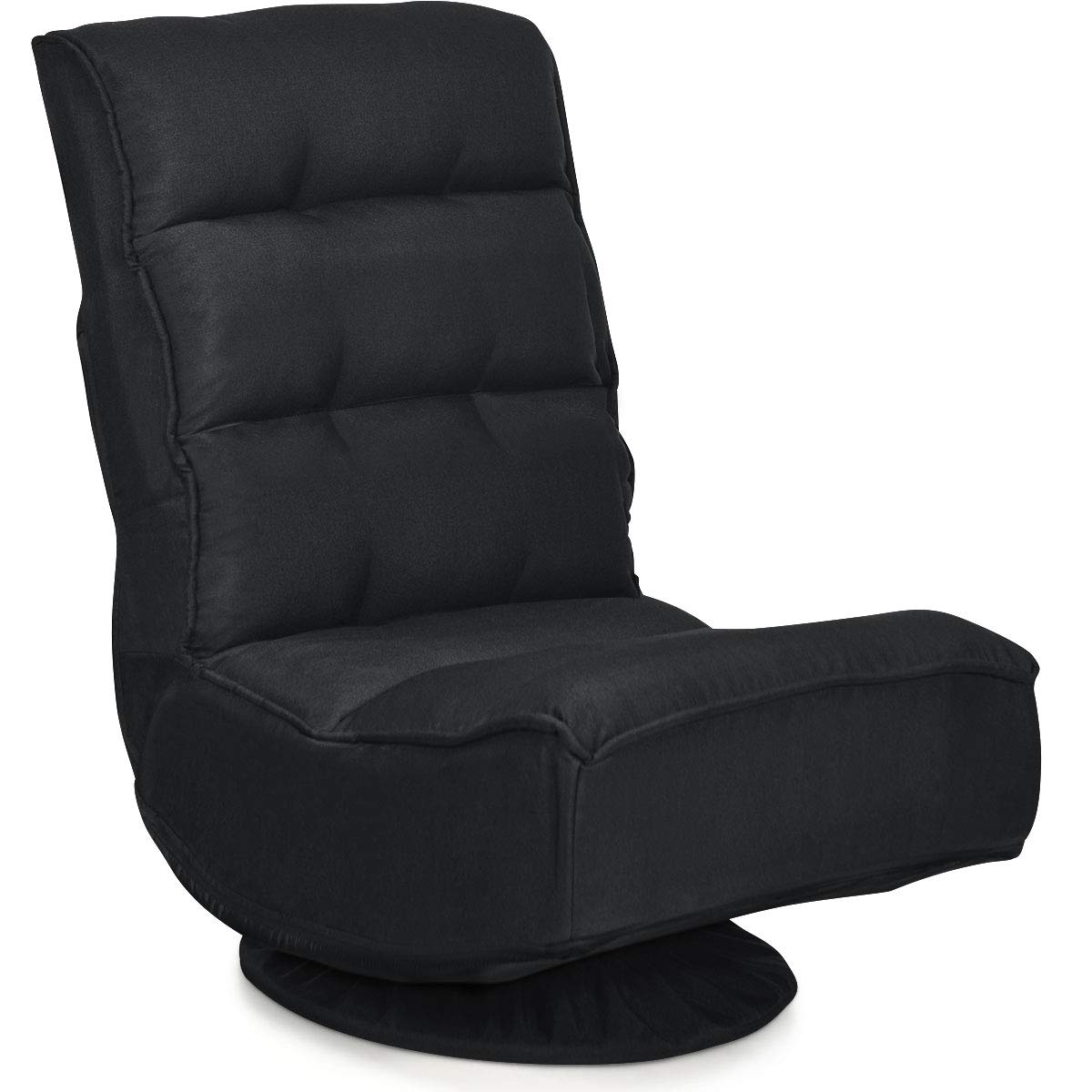 Giantex 360 Degree Swivel Floor Gaming Chair - Adjustable 6-Position Folding Lounge Chair with Tufted Back Support - Ergonomic Sofa for Reading, TV Watching, Video Games & Relaxation (Black)