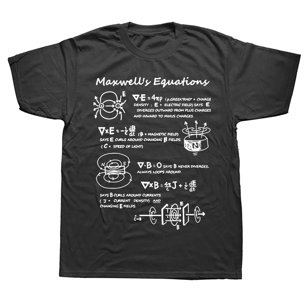 Funny Electromagnetic Physics Maxwell Equation Formula T-Shirt - Graphic Cotton Casual Tee for Men, Large Size - Perfect for Science Geeks, Physics Lovers & Nerdy Outfits