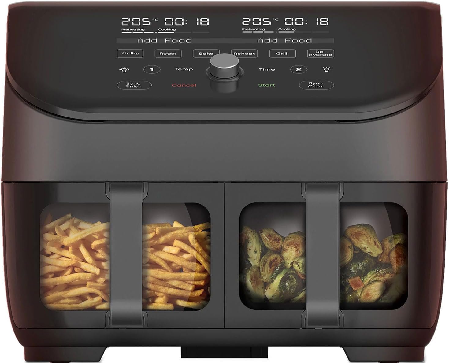 Instant Vortex Plus 7.6L Digital Air Fryer with ClearCook Technology - 8-in-1 Smart Functions for Frying, Baking, Roasting, Grilling, Dehydrating & Warming - 1700W XL Capacity Double Basket Air Fryer - Perfect for Family Meals, Healthy Cooking & Quick Snacks