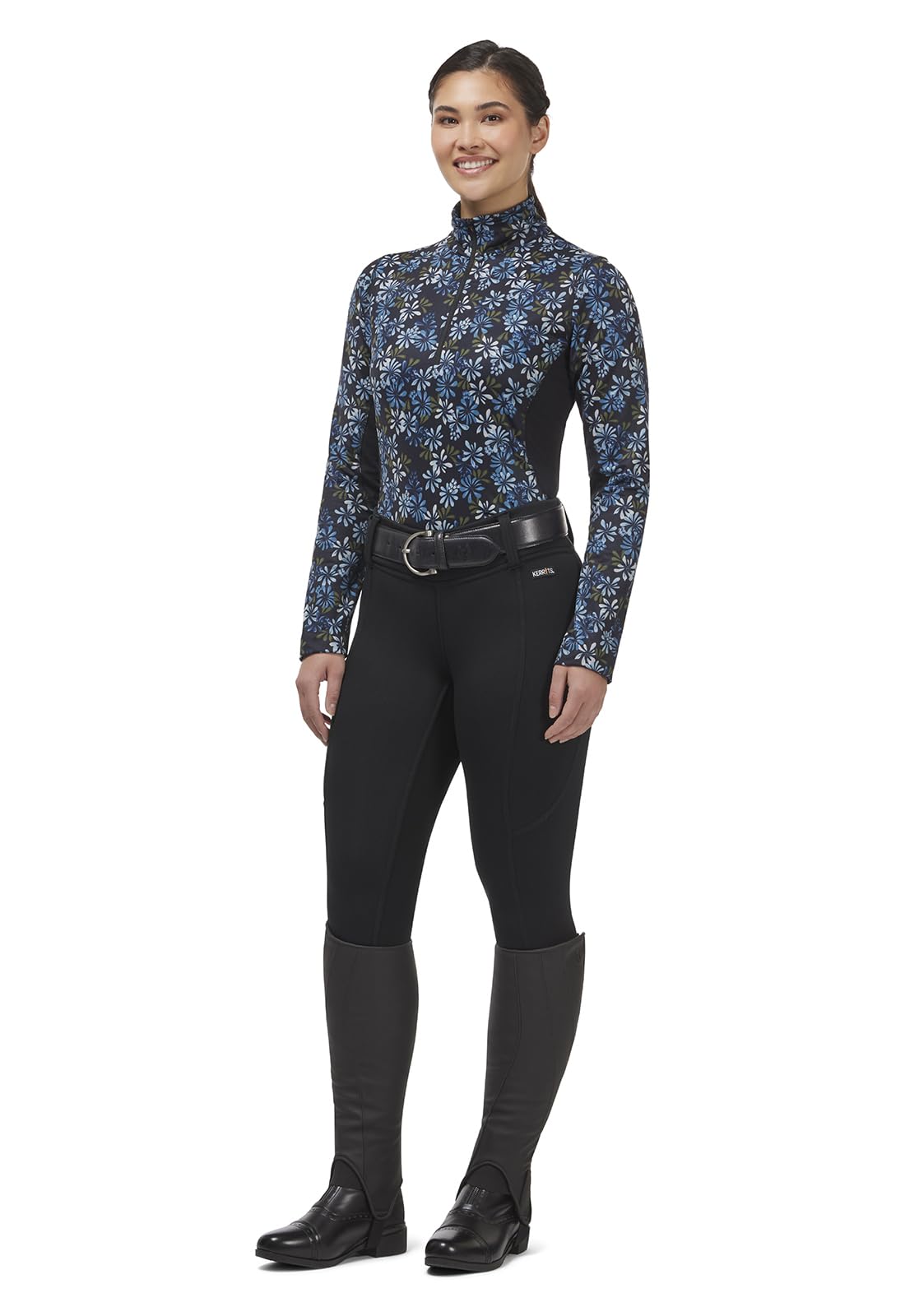 Kerrits Women's Sit Tight Wind Pro Full Seat Winter Horse Riding Tights - Warm Polartec Equestrian Breeches with Phone Pocket | Cold Weather Riding, Training & Competition