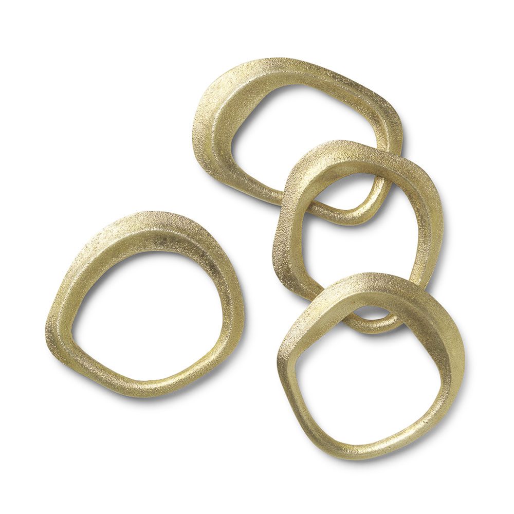FERM LIVING Flow Napkin Rings Set of 4 - Premium Brass Tableware Decor for Dining, Wedding & Home Decor