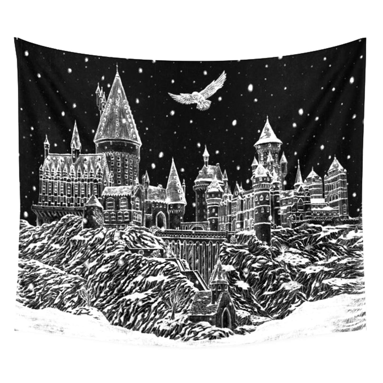 Holiday at Hogwarts Wall Tapestry - 51x60 Inch Harry Potter Inspired Wall Hanging Decor for Bedroom, Living Room & Dorm - Perfect for Harry Potter Fans, Fantasy Room Decor and Gift Ideas