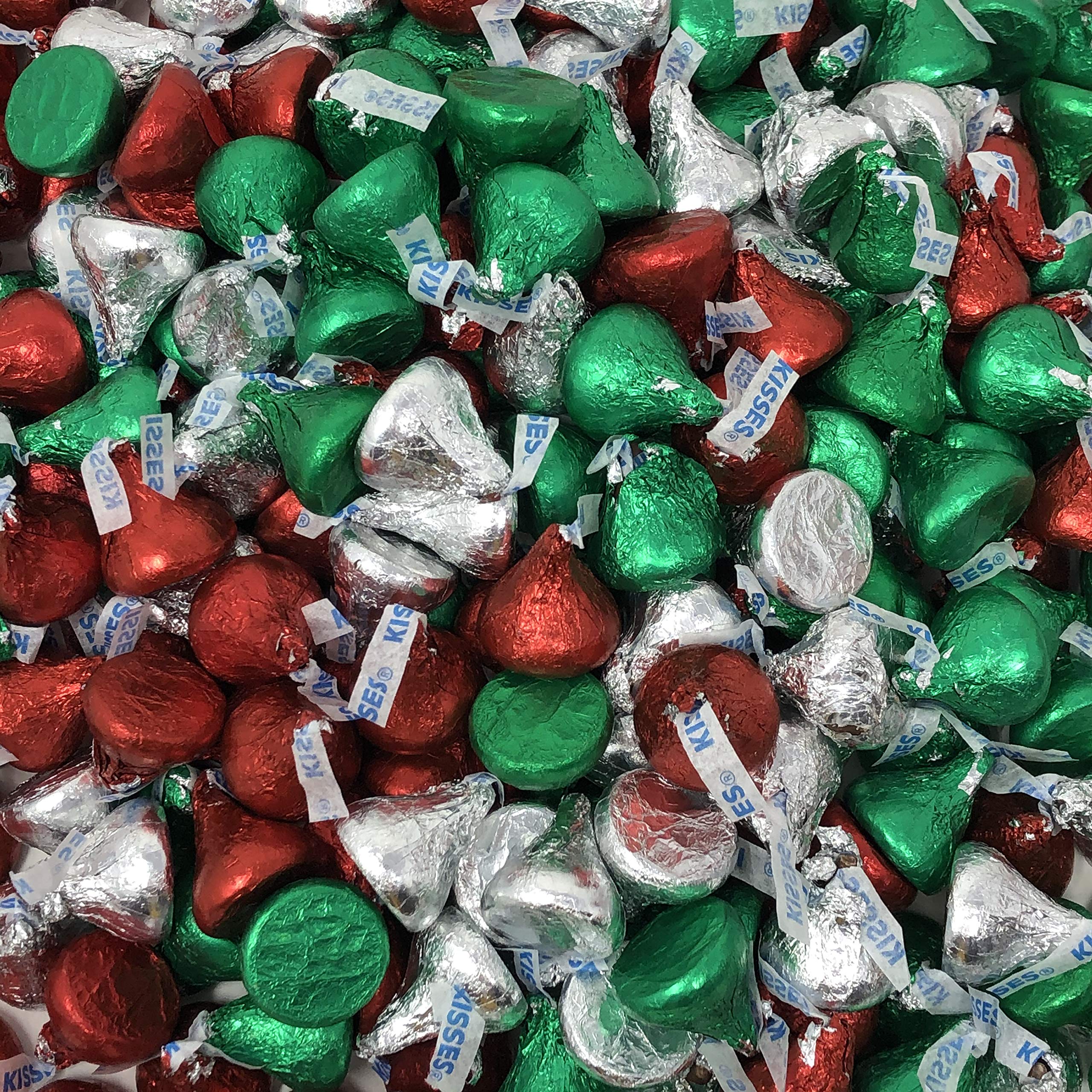 Hershey's Christmas Milk Chocolate Kisses - Red, Green & Silver Foil Wrapped Candies - Bulk 10 lb Bag - Perfect for Holiday Parties, Gifts, Stocking Stuffers & Christmas Baking