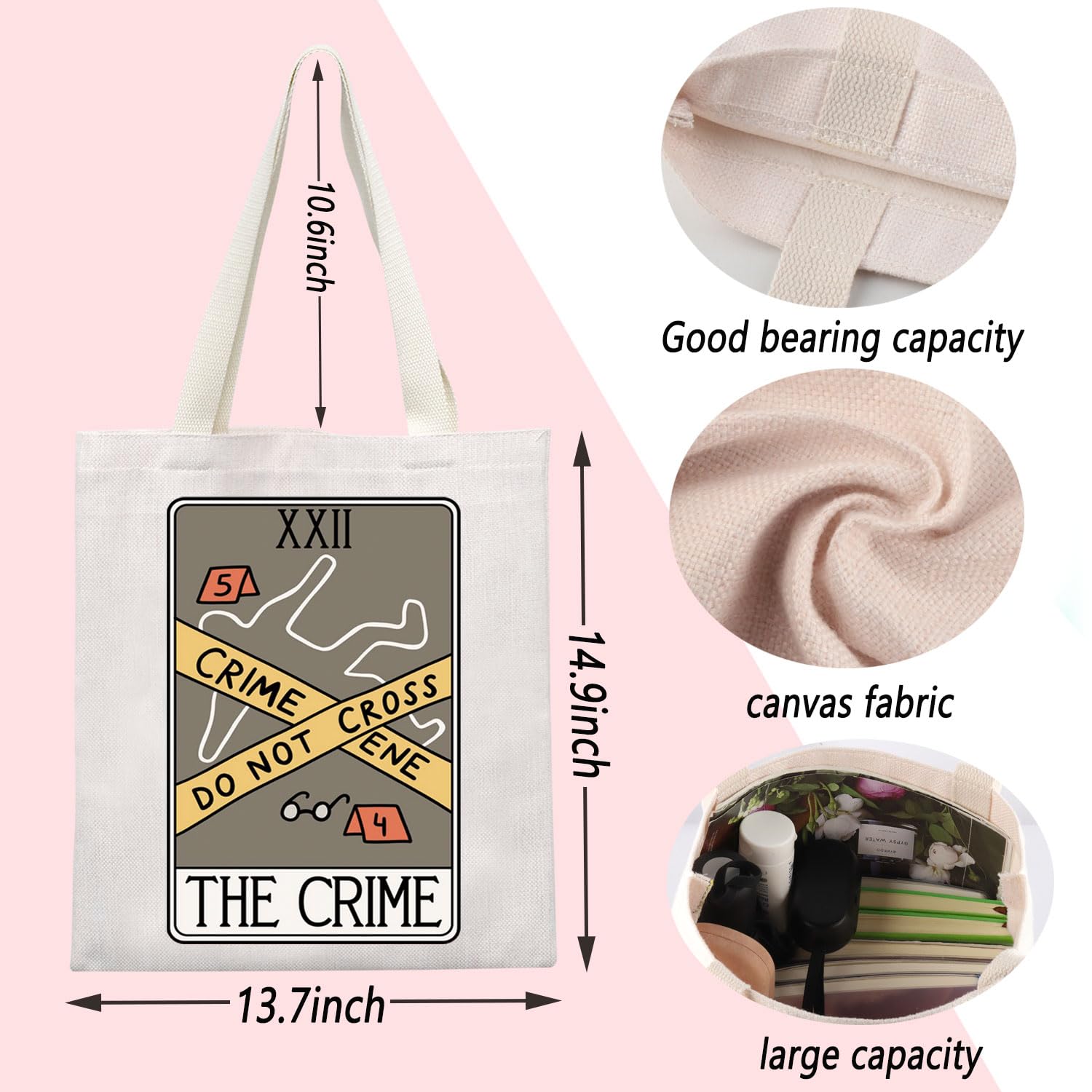 ENSIANTH Crime Scene Junkie Tote Bag - Perfect Gift for Criminologists, True Crime Fans & Serial Killer Movie Lovers - Durable Handle Bag for Work, School or Crime Scene Conventions