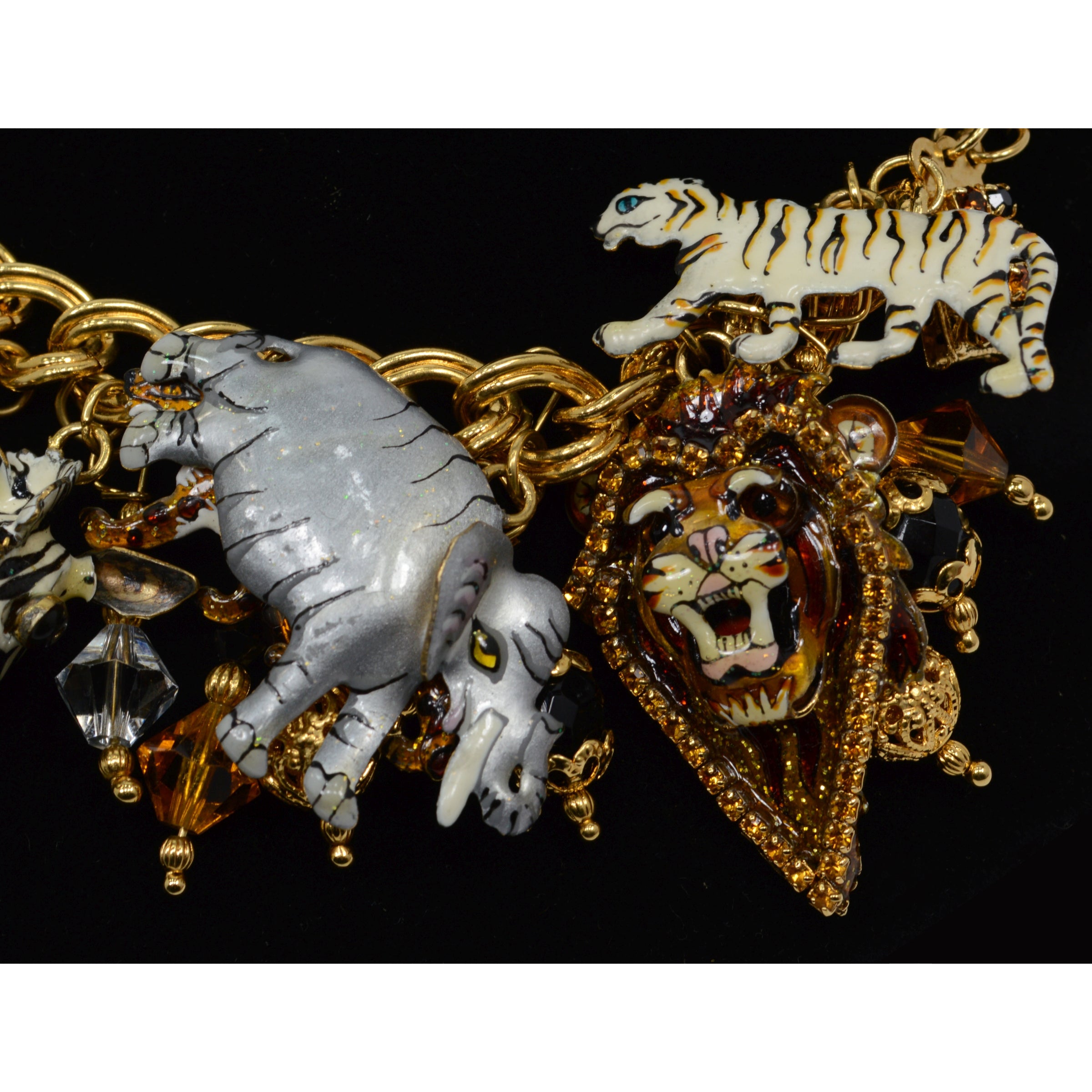 Luxury Ritz Jungle Brunch Charm Bracelet with Lion, Tiger & Monkey Charms - Perfect for Women's Fashion, Gift Giving & Special Occasions