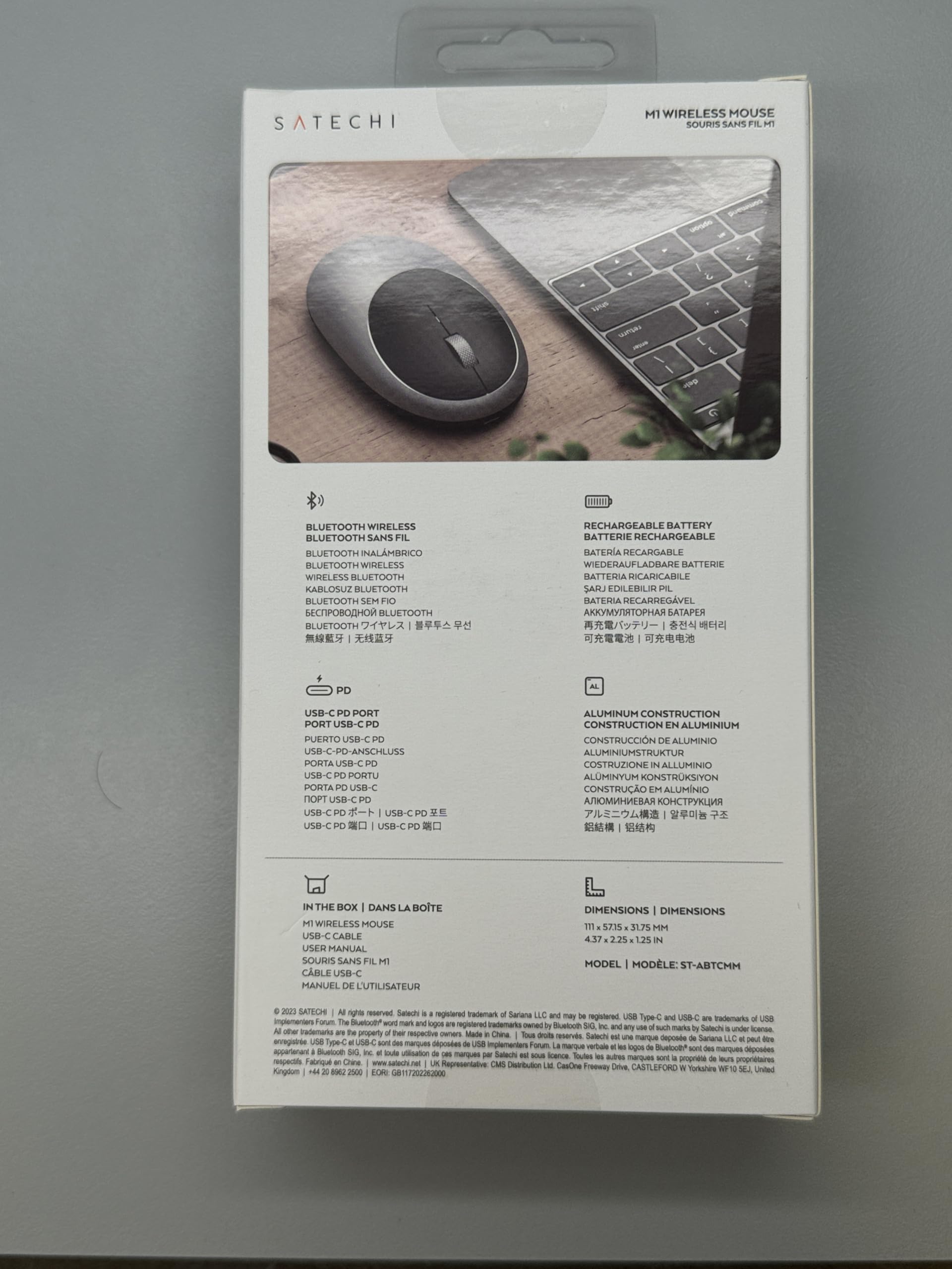 Satechi Wireless Bluetooth Mouse for MacBook Pro M1/M2 - Rechargeable USB-C Mouse Compatible with MacBook Air, iMac, Mac Mini, iPad Pro & More - Ergonomic Design for Office & Home Use - Space Gray