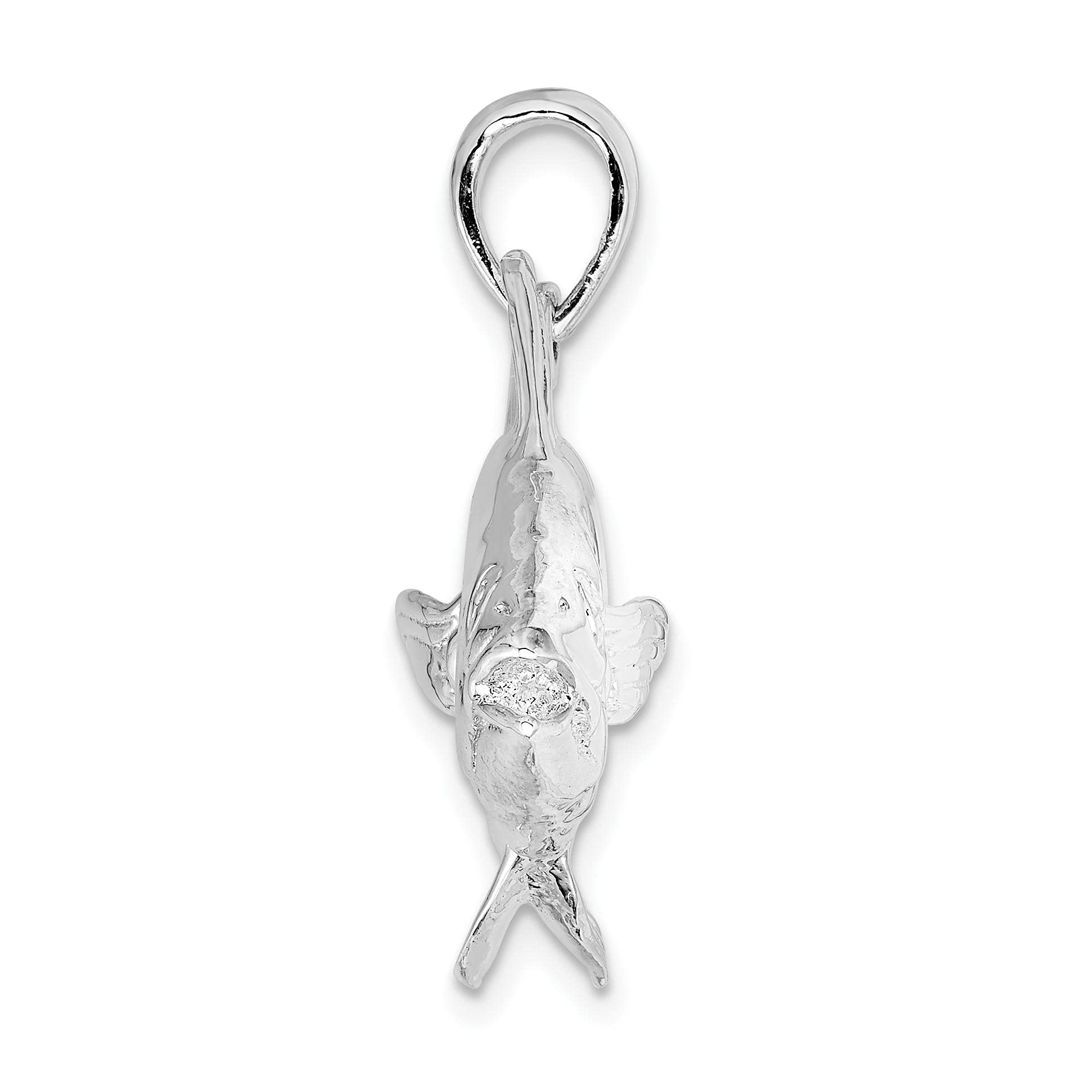 925 Sterling Silver Nautical Sea Life Charm - Polished Skipjack Tuna Fish Pendant for Jewelry Making, DIY Necklace & Ocean-Themed Gifts | Perfect for Beach Lovers, Marine Enthusiasts & Handmade Crafts
