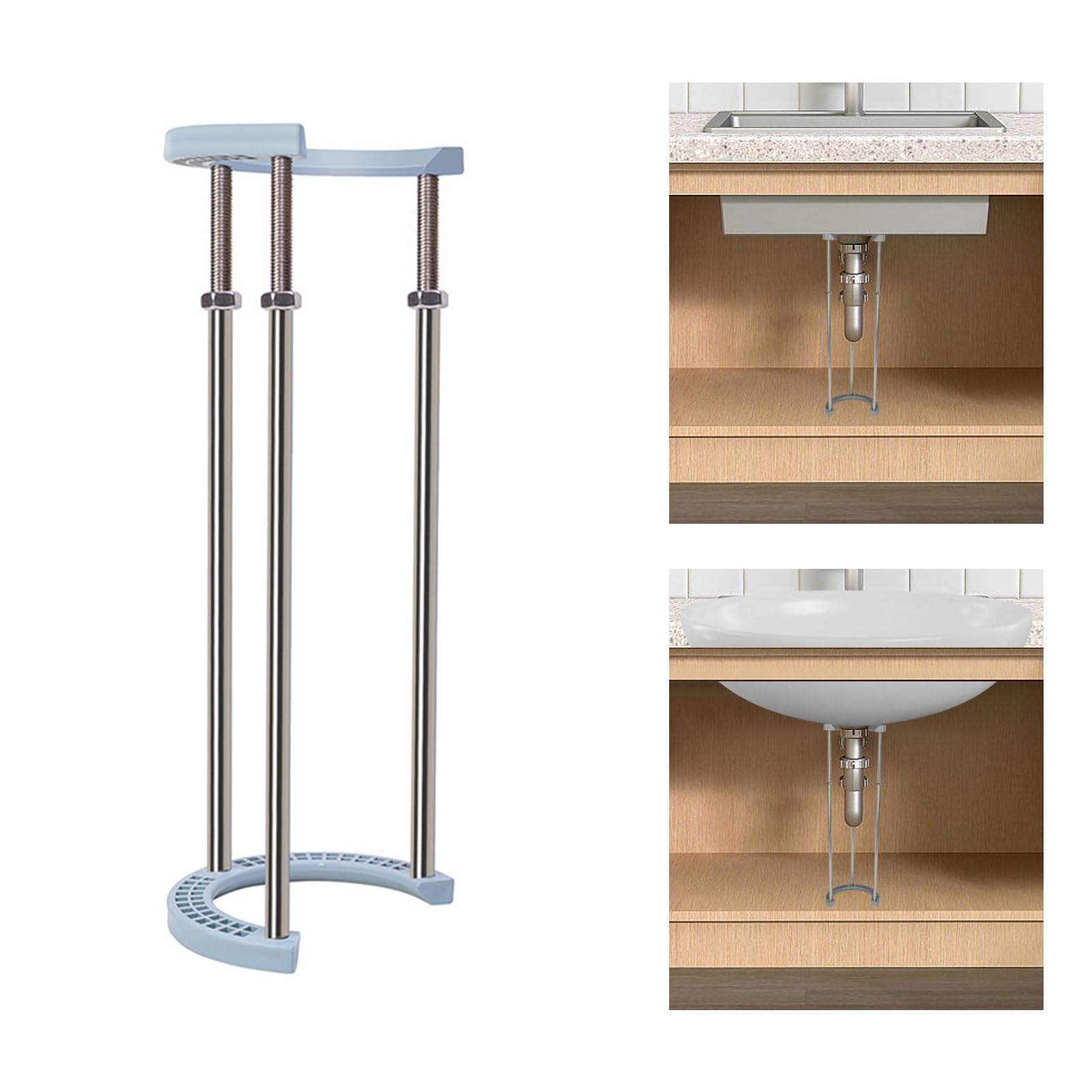 Feeloco Adjustable Undermount Sink Support System - Heavy Duty Stainless Steel Brackets for Kitchen & Bathroom Sinks (15.7-27.5 Inch) - Perfect for DIY Installation and Home Renovation Projects