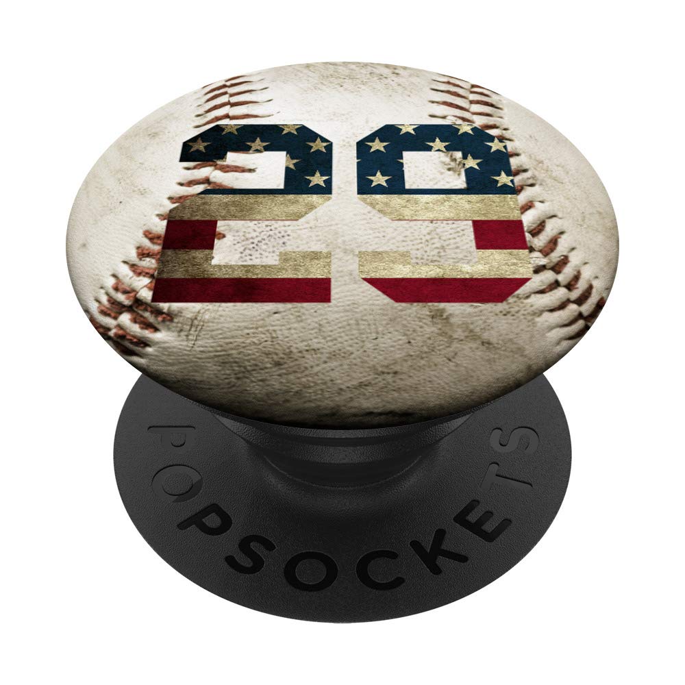 Baseball Number 29 with American USA Flag Phone Stand - Swappable PopSockets PopGrip for Phones & Tablets | Perfect for Baseball Fans, Patriotic Decor & Phone Support