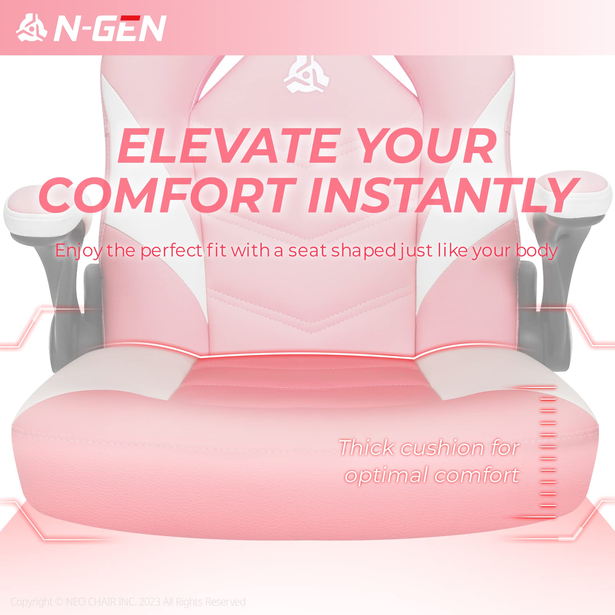 Ergonomic Gaming Chair with Lumbar Support - Adjustable Height & Flip-Up Arms - PU Leather Office Chair for Adults - Home & Workspace Comfort - Pink Executive Design for PC Gamers & Remote Workers