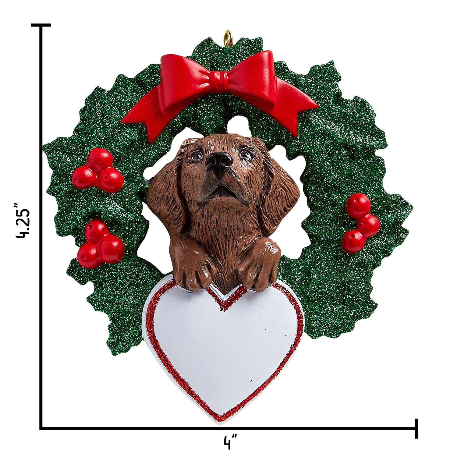 2024 Personalized Dog Christmas Ornaments - Custom Chocolate Lab Wreath Heart for Dog Lovers | First Christmas Gift for Dogs | Handmade Pet Keepsake by Elves | Perfect for Tree Decor & Holiday Gifting