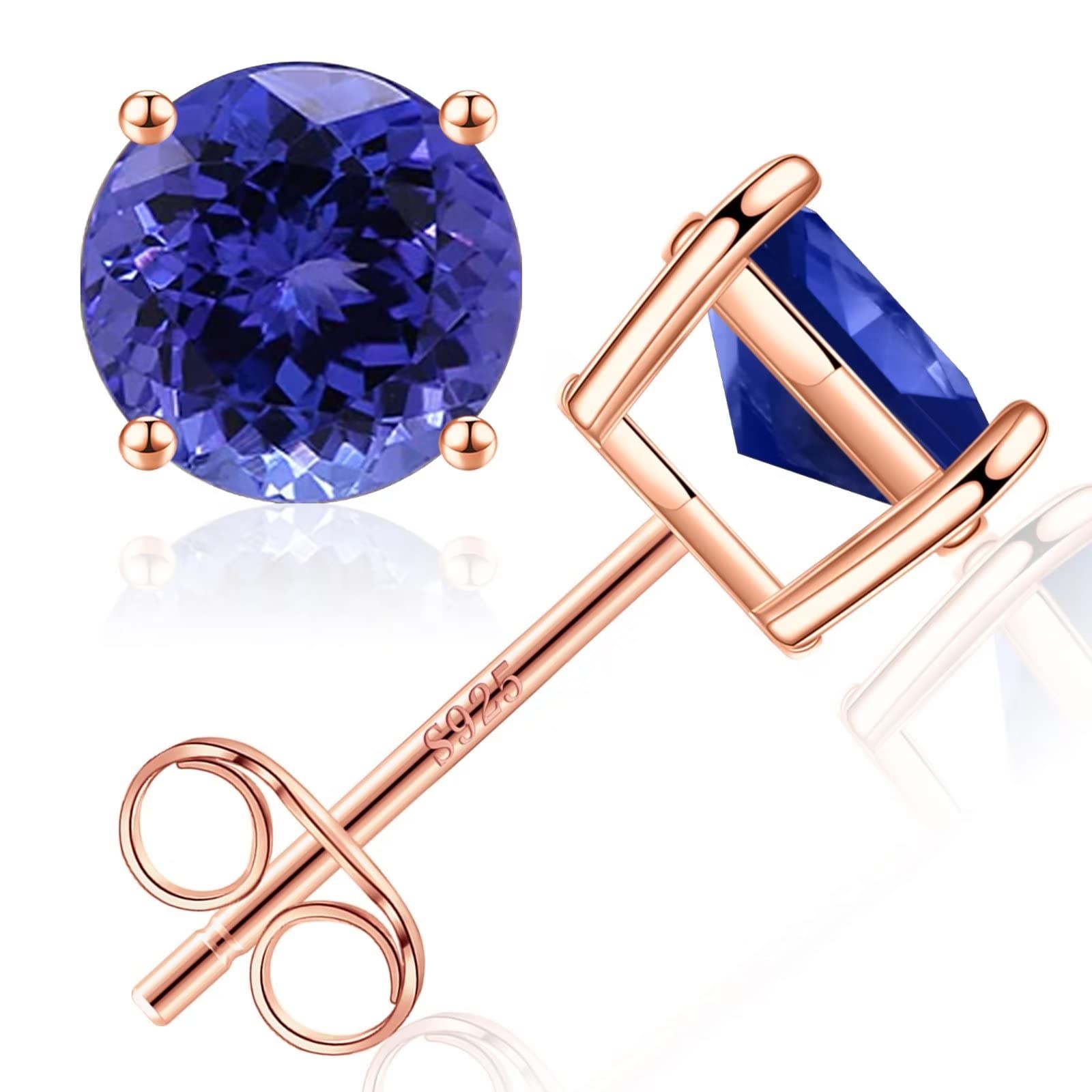 S925 Sterling Silver Birthstone Earrings for Women & Girls - 0.8ct Genuine/Created Sparkle Round Cut Stud Earrings - Perfect Jewelry Gifts for Birthday, Anniversary & Special Occasions