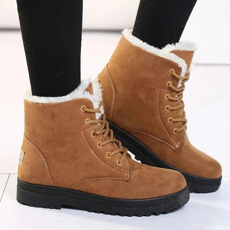 Women's Waterproof Lace-Up Winter Snow Boots - Warm Fur Lined Ankle Boots for Cold Weather, Hiking & Outdoor Activities