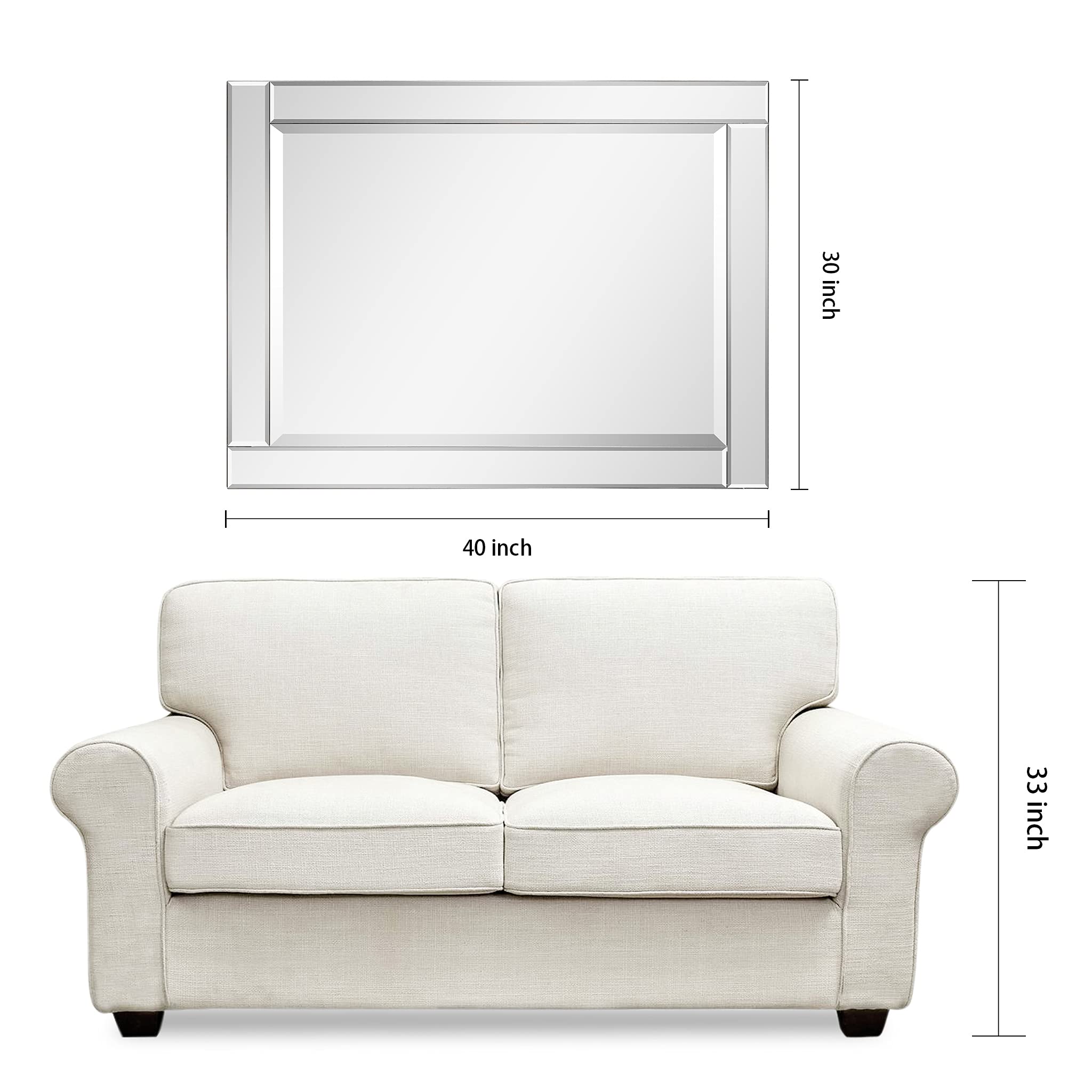 Empire Art Direct Modern Rectangle Wall Mirror - Solid Wood Frame, 1