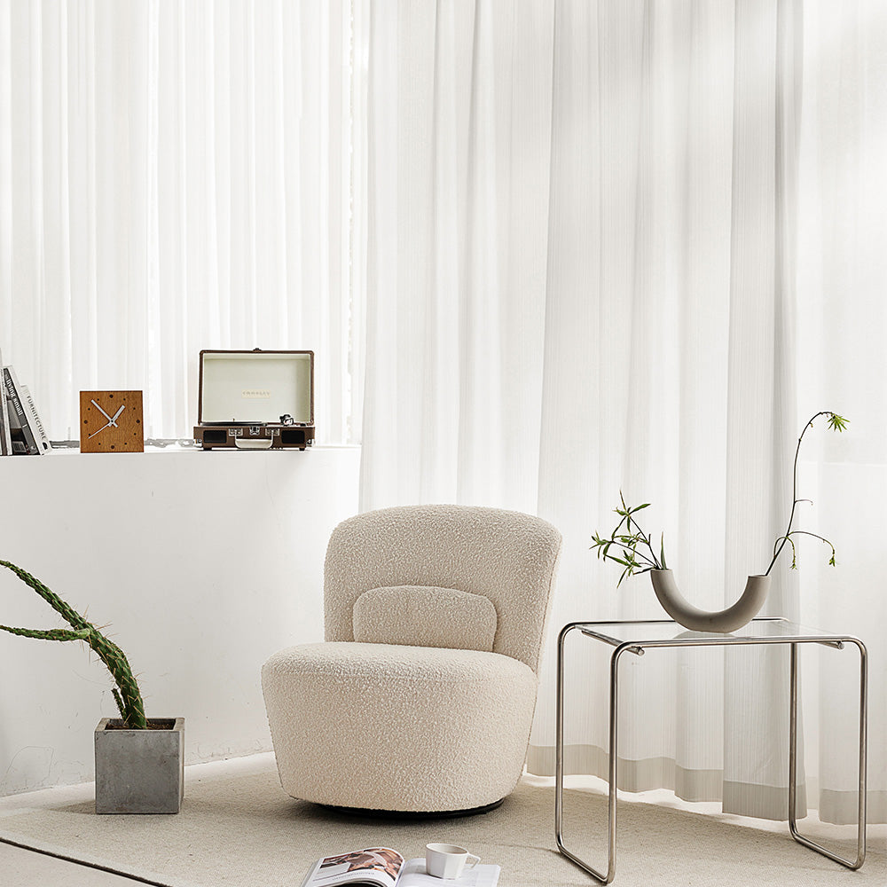 Breathable White Sheer Herringbone Pleated Curtains - Lightweight Custom Drapes for Living Room & Bedroom | Illusion Captivating Design