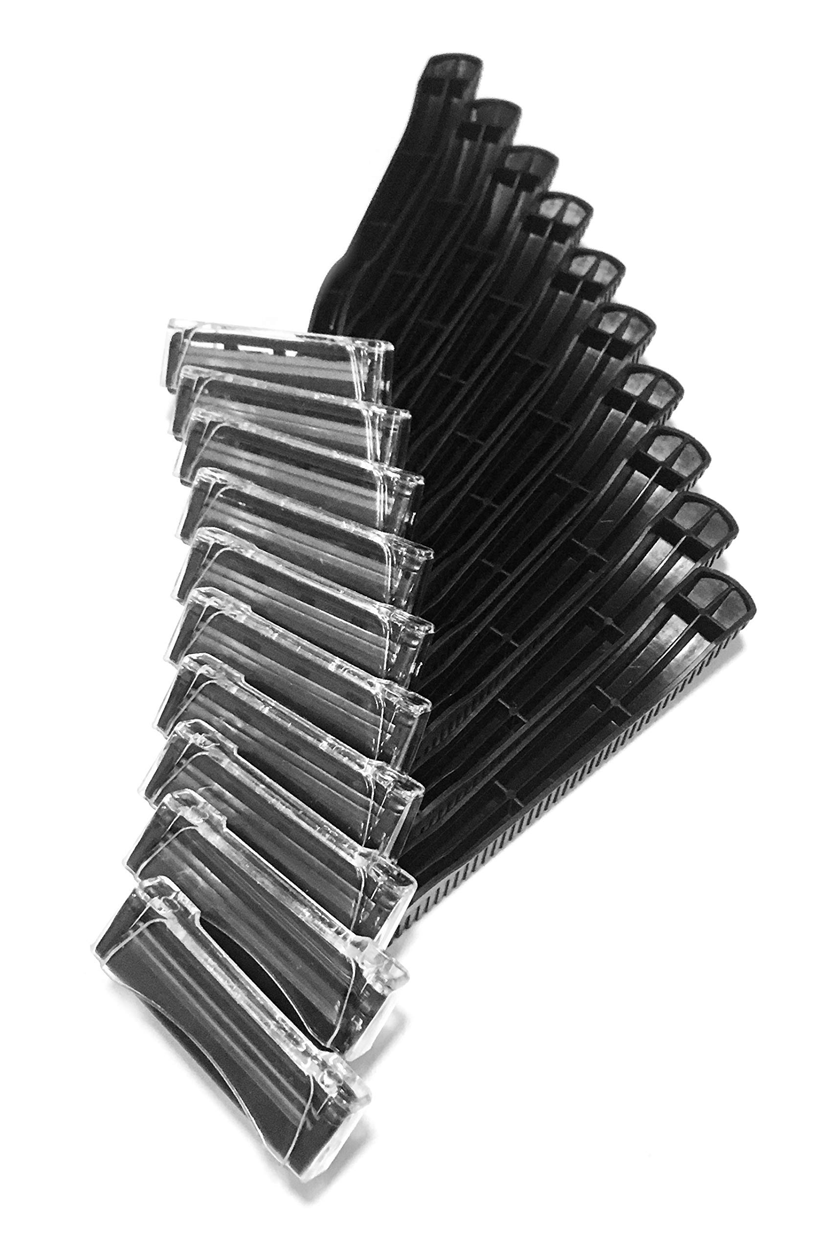 40-Pack Premium Black Stainless Steel Twin Blade Razors - Disposable Bullet Blades for Men & Women | High-Quality Hospitality Shavers for Travel, Hotels & Personal Grooming
