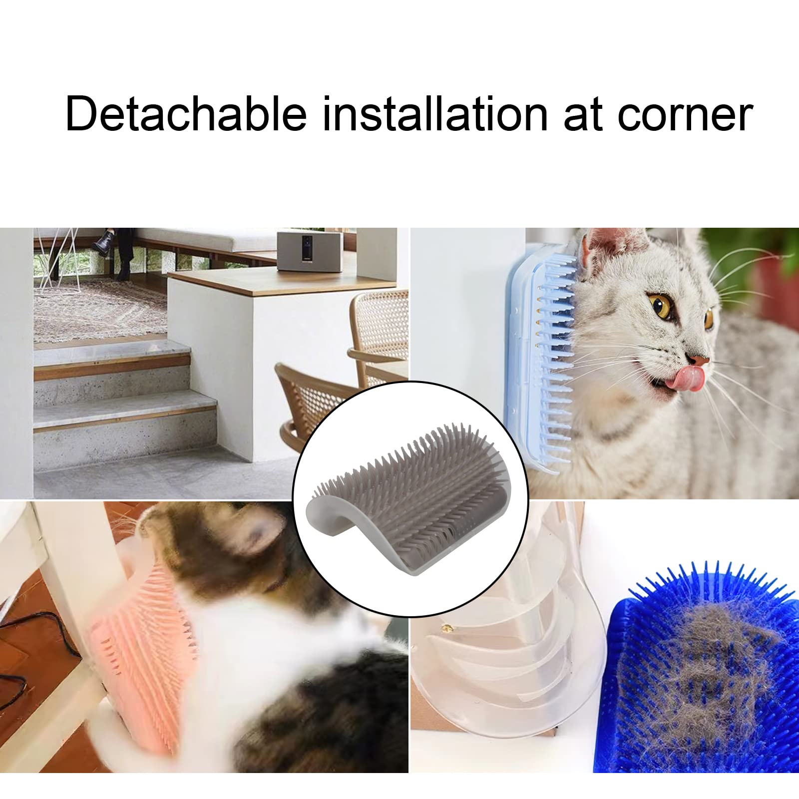 5-Pack Cat Grooming Kit - Self Grooming Face Massager with Catnip Pouch, Soft Brush for Indoor Cats, Wall Corner Scratcher & Fur Comb for Long/Short Hair - Perfect for Stress Relief & Coat Maintenance at Home